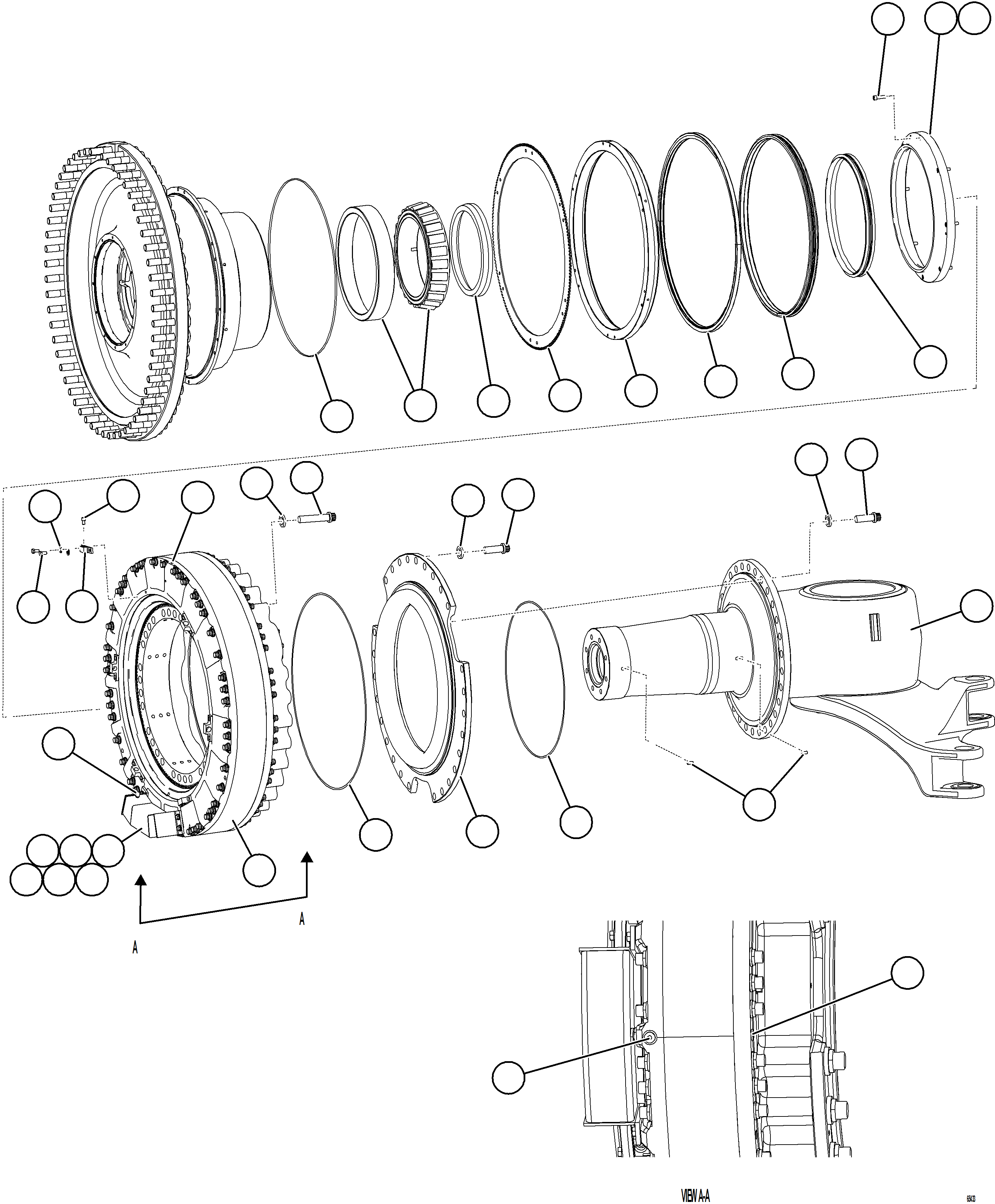Komatsu parts book diagram for AFE78-CA 930E-5 S/N A40281  IOCC: SPINDLE, HUB AND BRAKE ASSEMBLY  2/2  58F-32-50072
