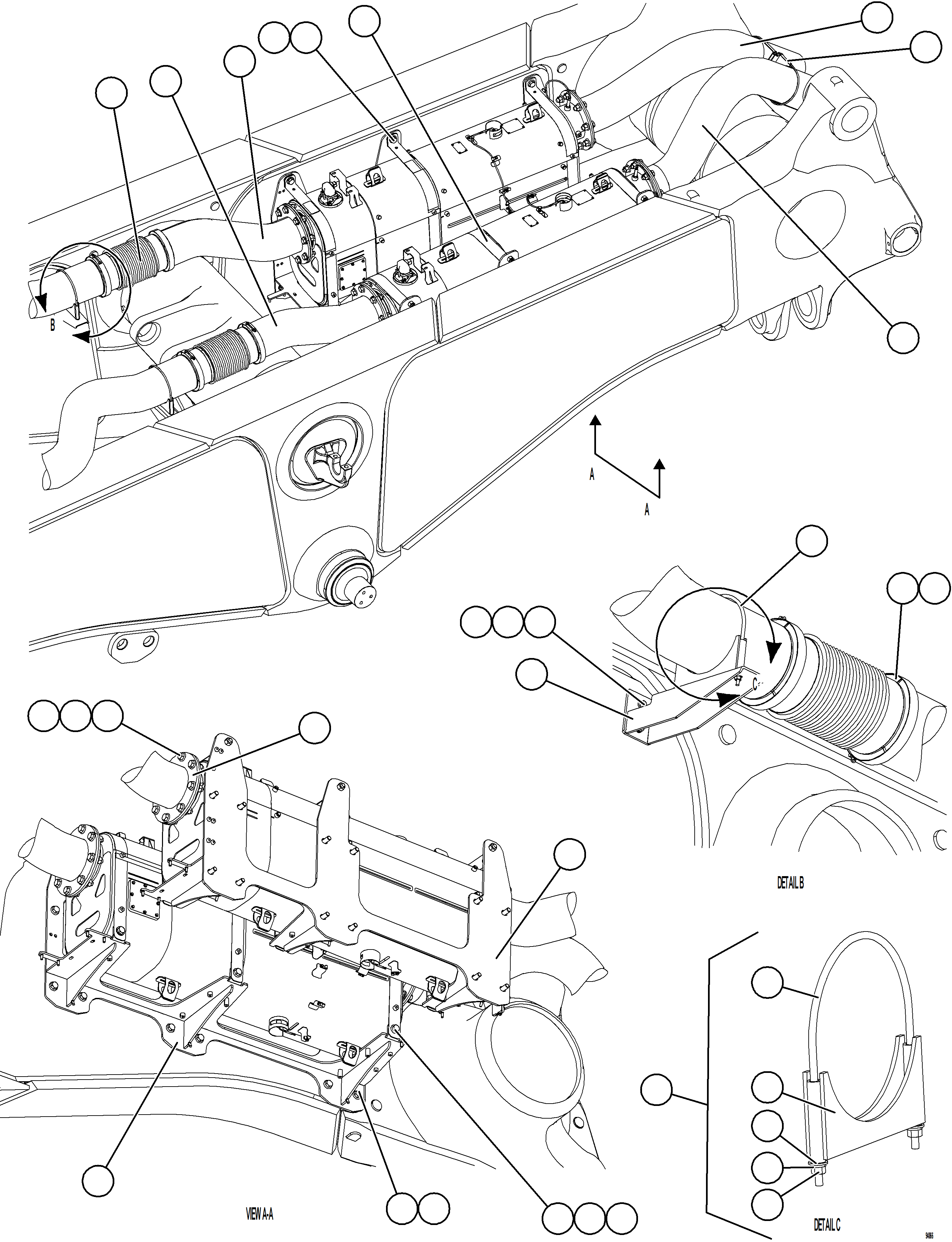 Komatsu parts book diagram for AFE78-CB 930E-5 S/N A40282 - A40283  BOLIDEN: EXHAUST PIPING - REAR