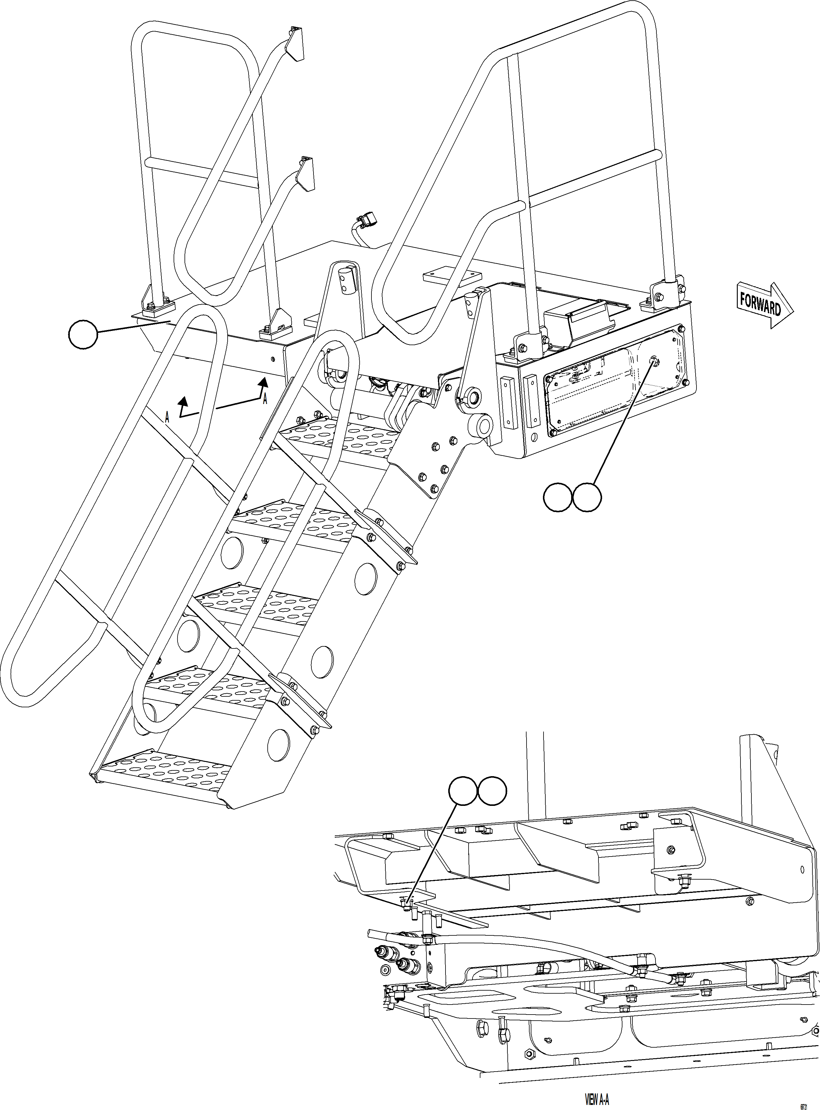 Komatsu parts book diagram for AFE78-CB 930E-5 S/N A40282 - A40283  BOLIDEN: RH LOWER PLATFORM INSTALLATION