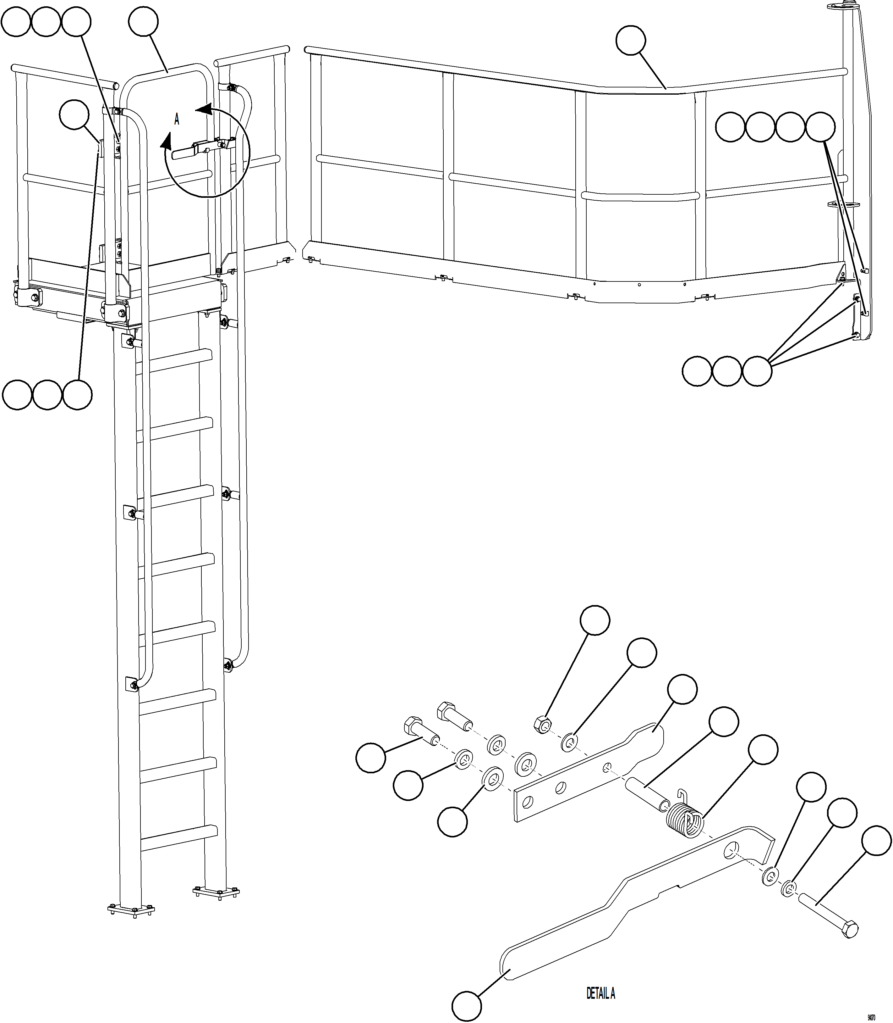 Komatsu parts book diagram for AFE78-CB 930E-5 S/N A40282 - A40283  BOLIDEN: LH EMERGENCY GATE & LADDER