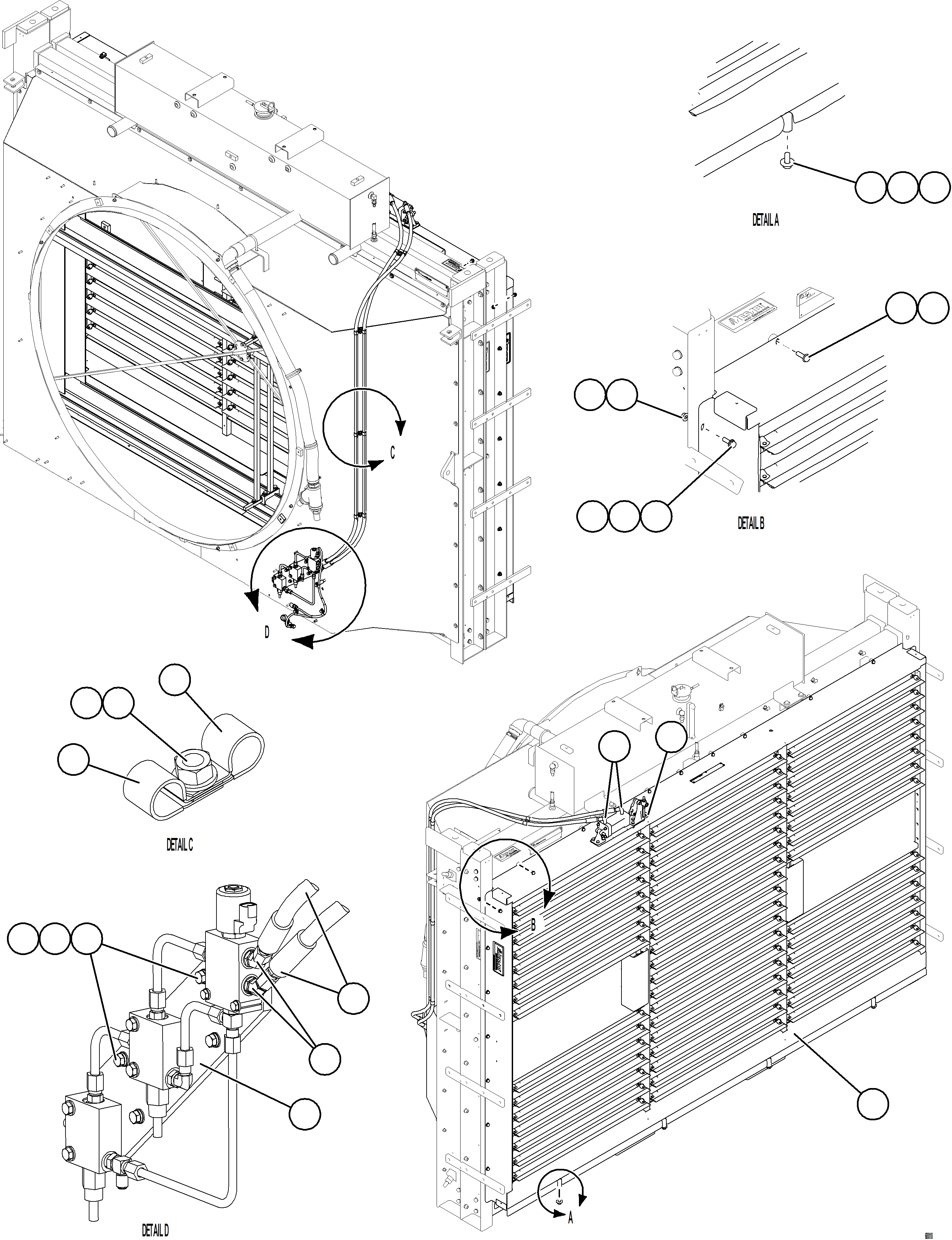 Komatsu parts book diagram for AFE78-CB 930E-5 S/N A40282 - A40283  BOLIDEN: RADIATOR SHUTTER INSTALLATION