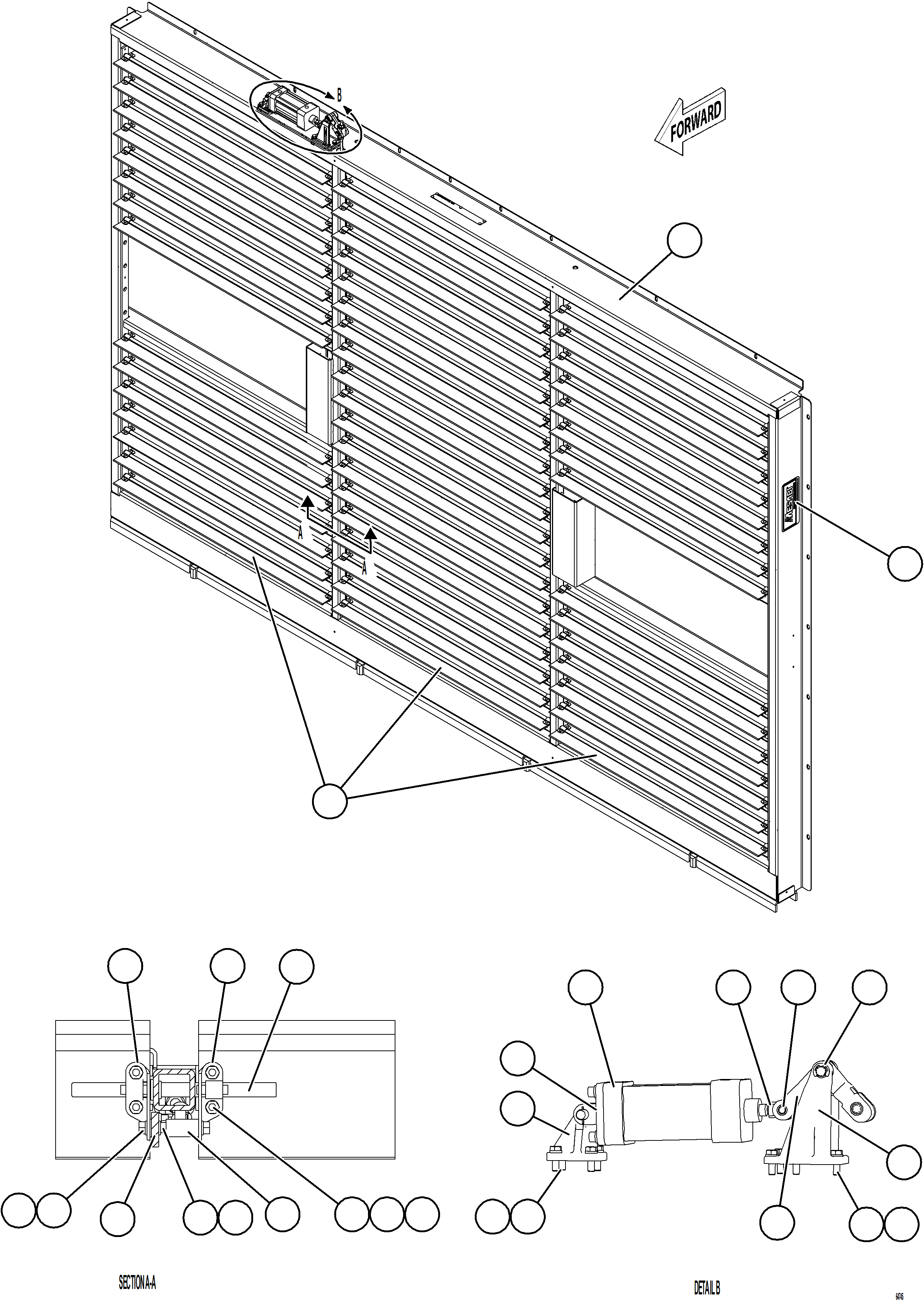 Komatsu parts book diagram for AFE78-CB 930E-5 S/N A40282 - A40283  BOLIDEN: RADIATOR SHUTTER ASSEMBLY    1/2    58F-03-40210