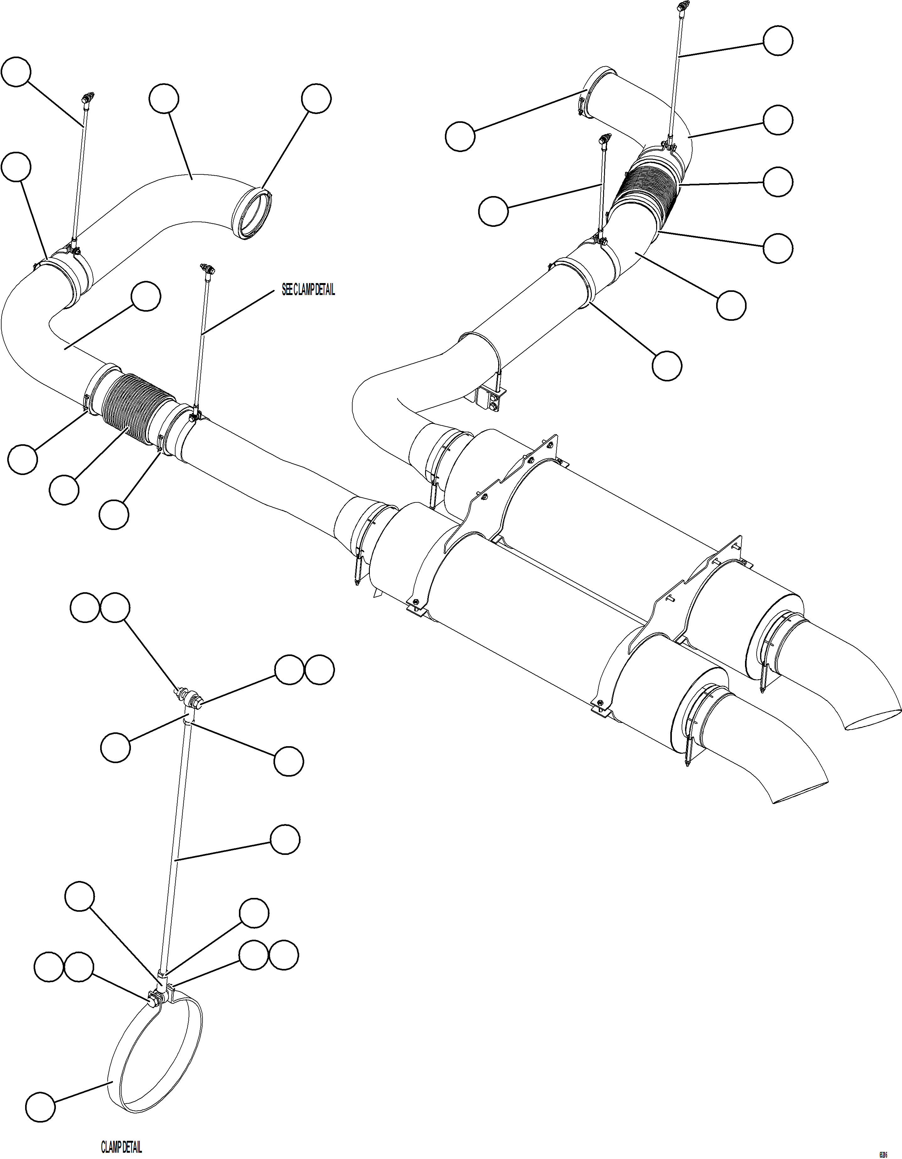 Komatsu parts book diagram for AFE78-CH 930E-5 S/N A40303 - A40306  BARRICK LUMWANA: EXHAUST PIPING - FRONT