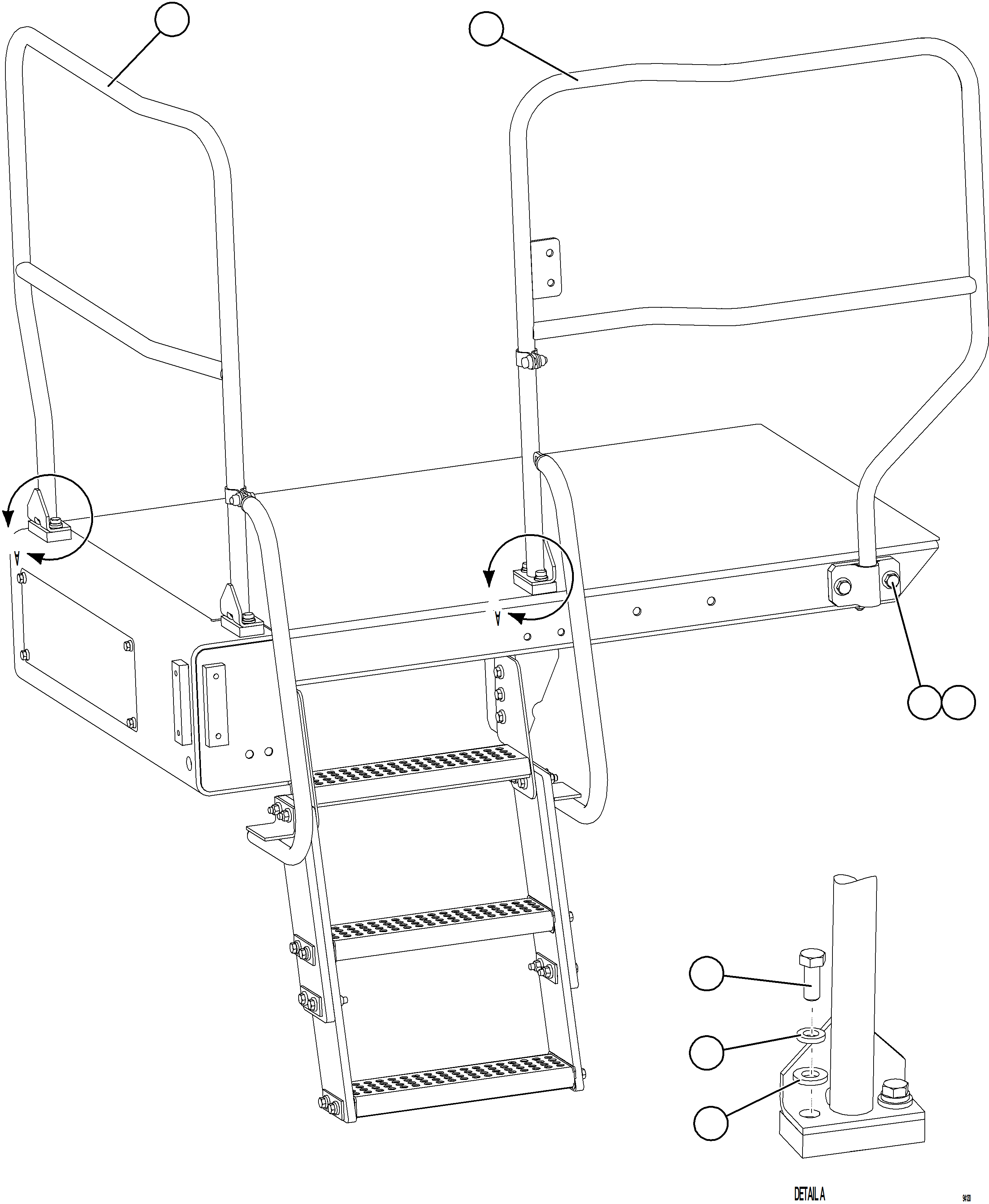 Komatsu parts book diagram for AFE78-CH 930E-5 S/N A40303 - A40306  BARRICK LUMWANA: LH LOWER PLATFORM HANDRAILS