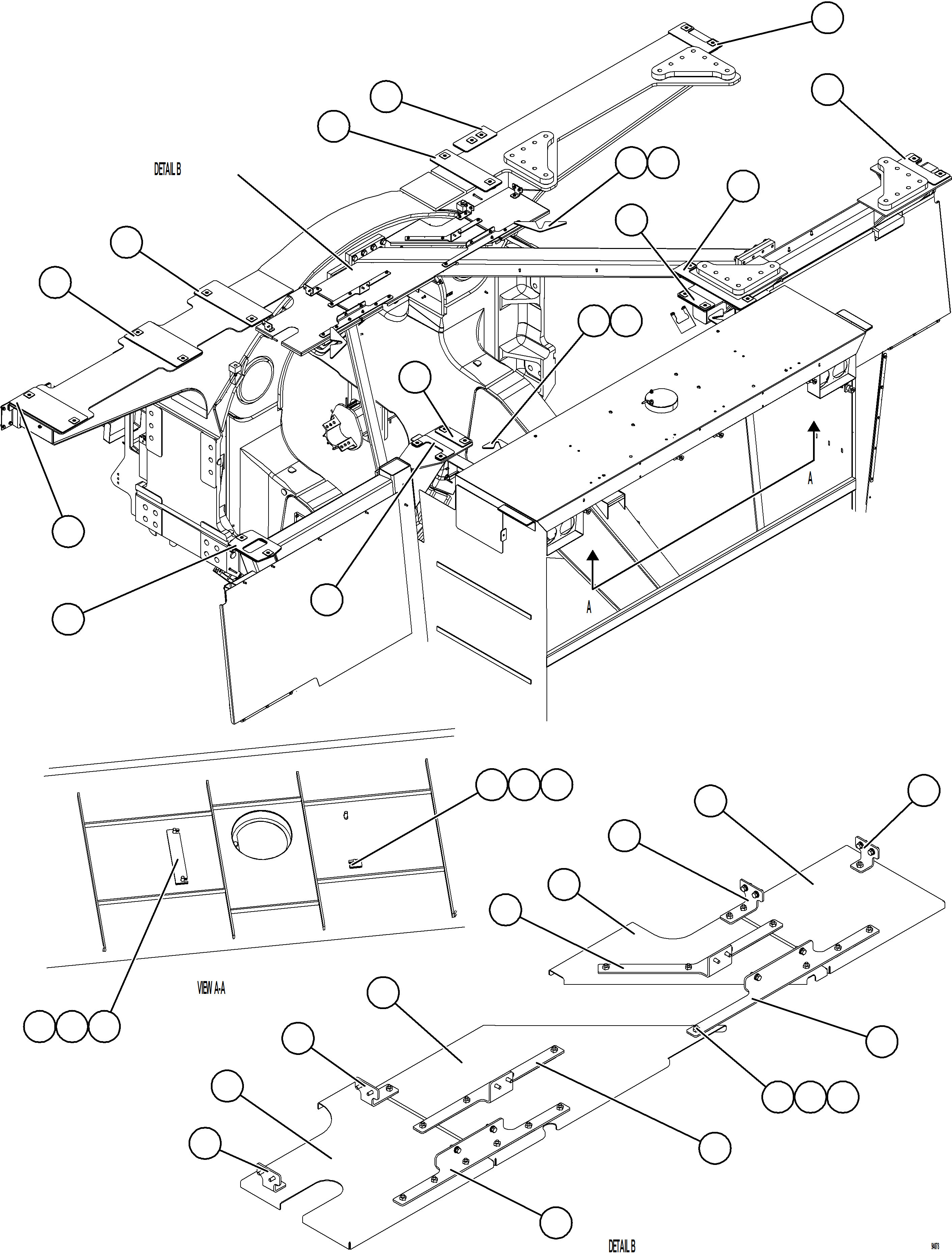 Komatsu parts book diagram for AFE78-CH 930E-5 S/N A40303 - A40306  BARRICK LUMWANA: CENTER DECK HEAT SHIELDS