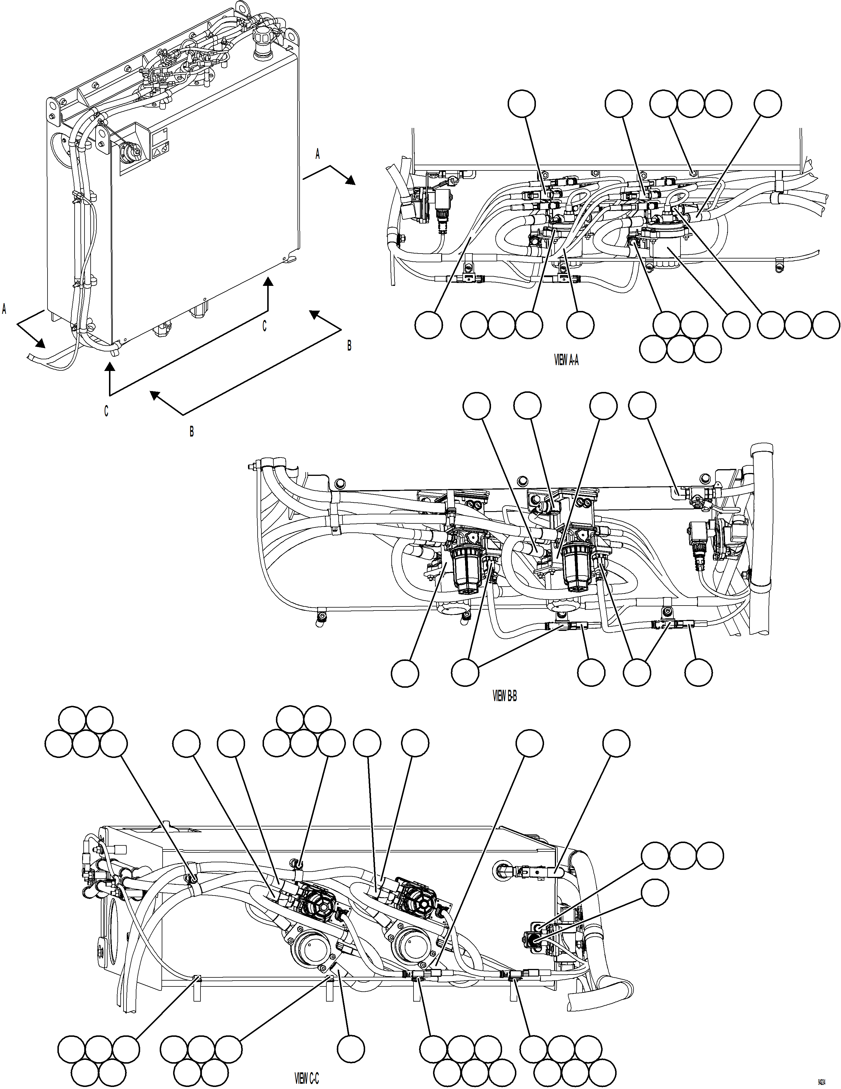 Komatsu parts book diagram for AFE78-CT 930E-5 S/N A40318 - A40321  SMS: DEF TANK HOSE CONNECTION - BOTTOM