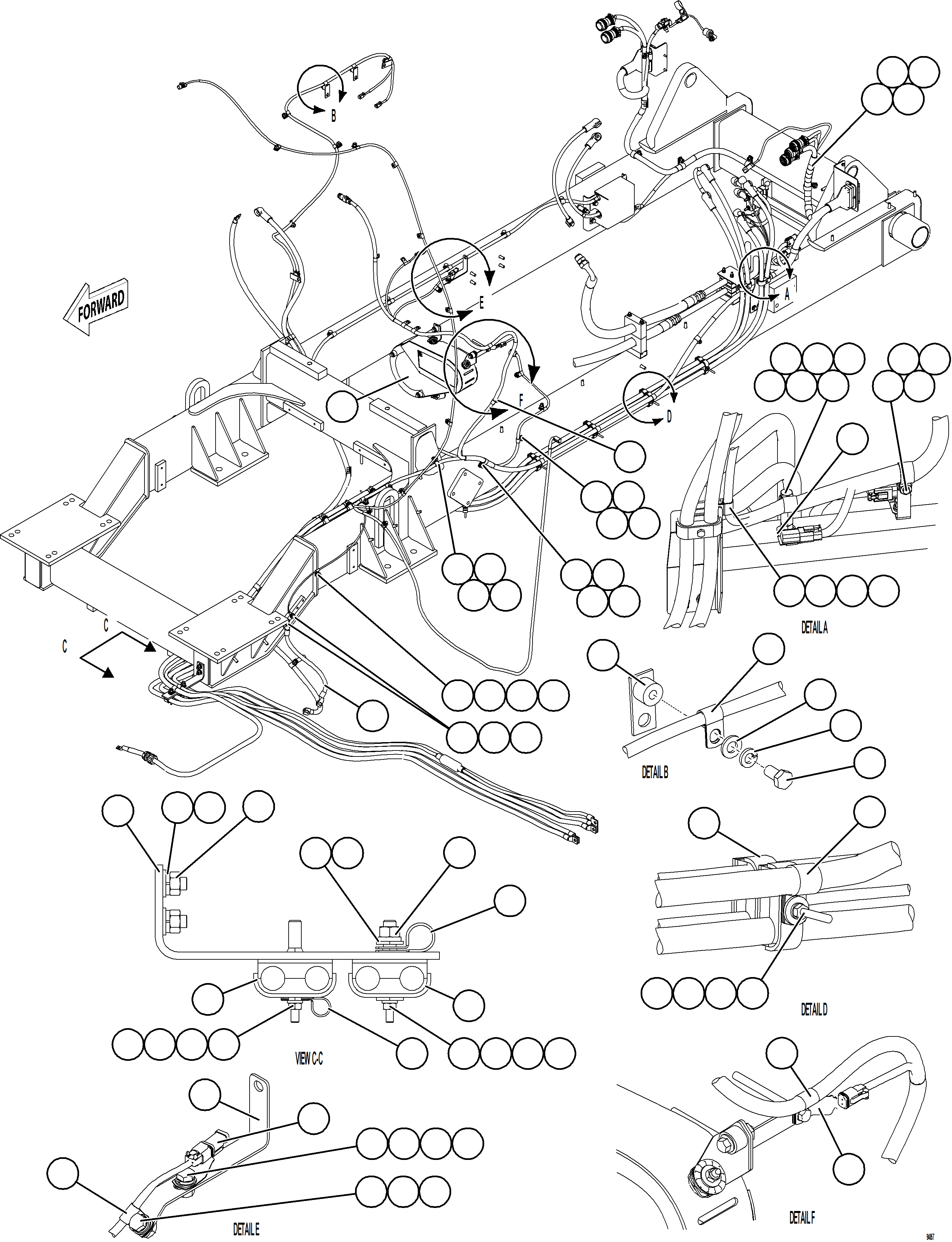 Komatsu parts book diagram for AFE78-CT 930E-5 S/N A40318 - A40321  SMS: CRANKING MOTOR WIRING    1/2