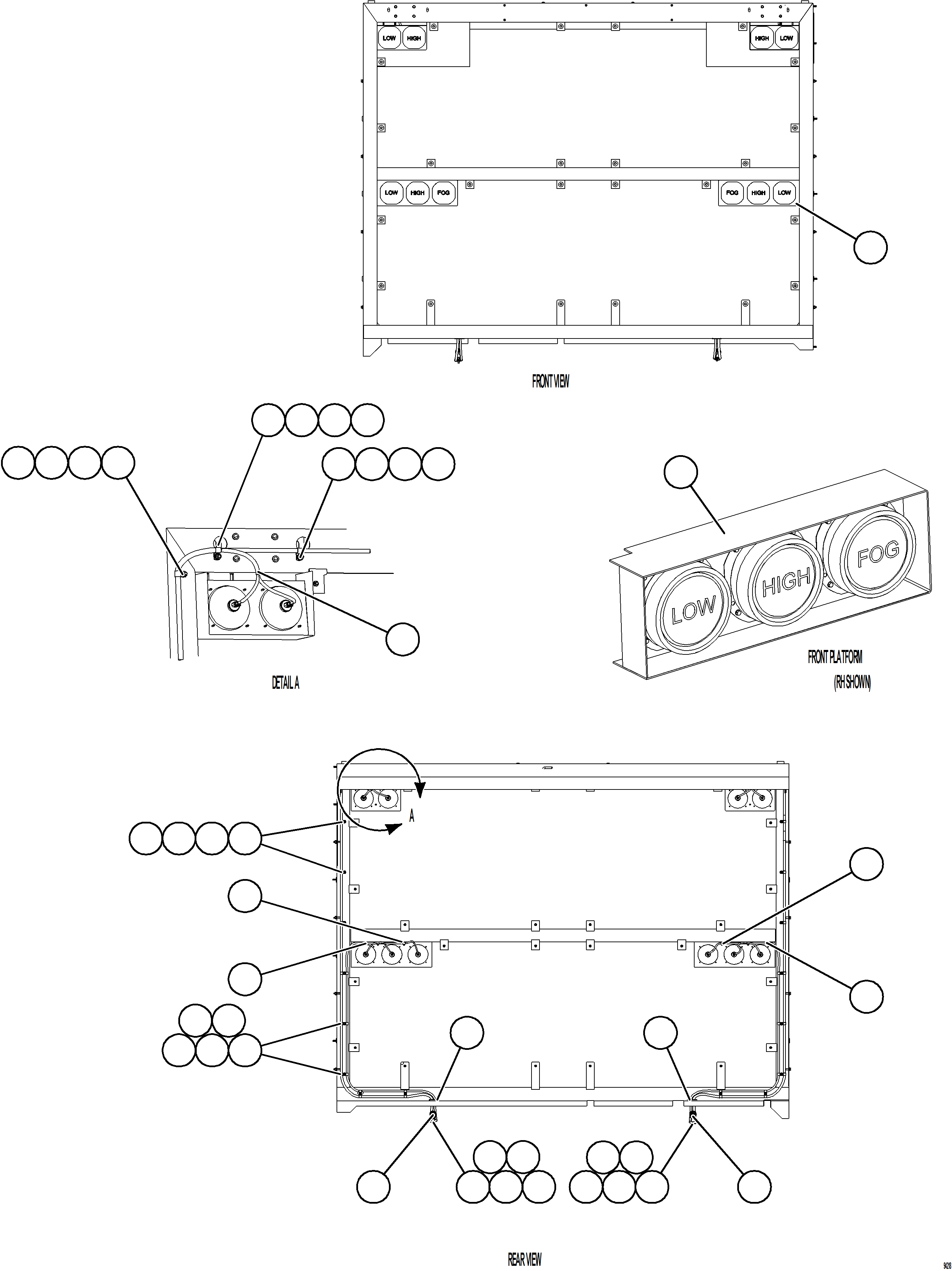 Komatsu parts book diagram for AFE78-CT 930E-5 S/N A40318 - A40321  SMS: HEADLIGHT WIRING HARNESS