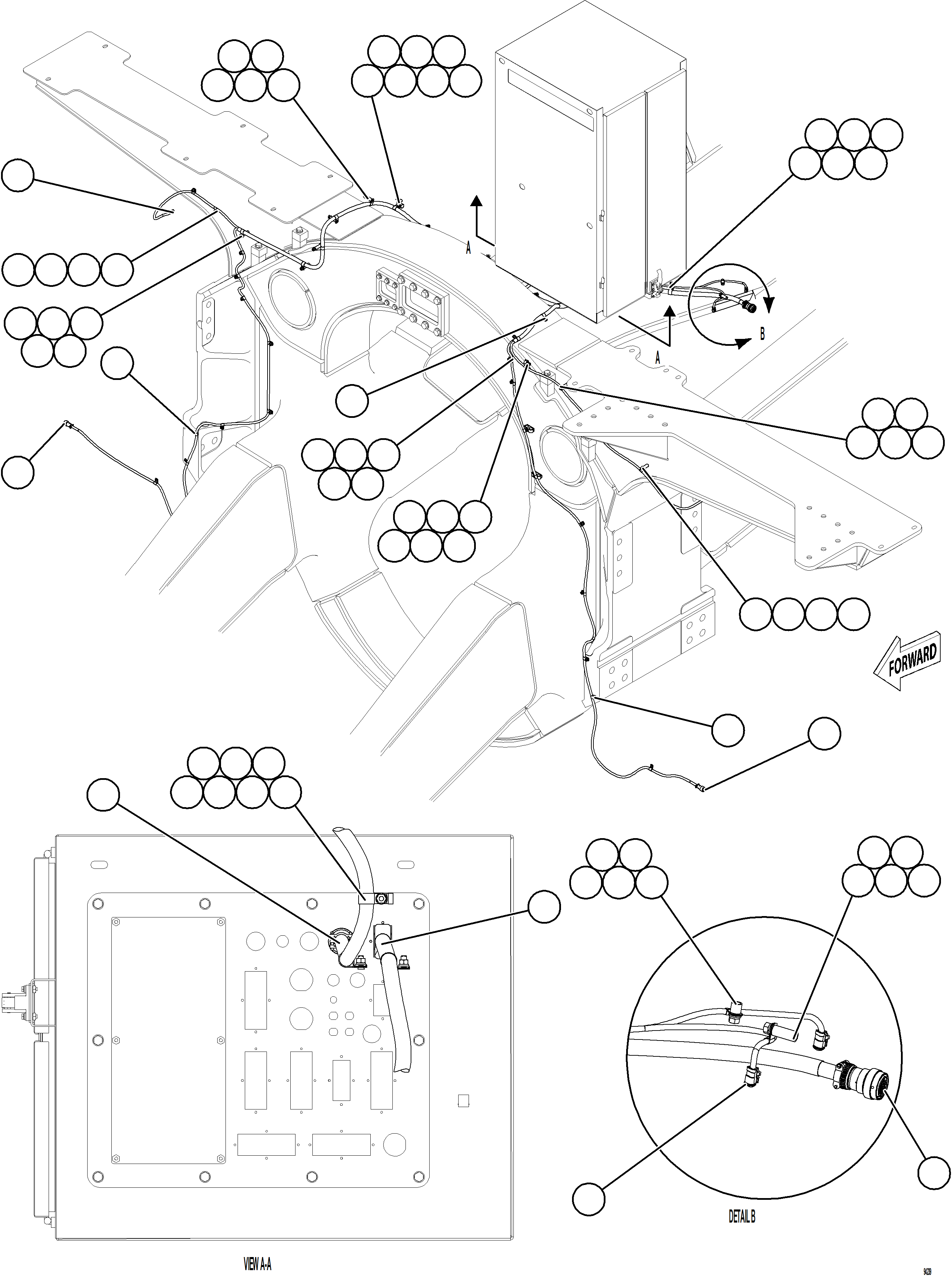 Komatsu parts book diagram for AFE78-CT 930E-5 S/N A40318 - A40321  SMS: FRONT WHEEL SPEED SENSOR WIRING HARNESS
