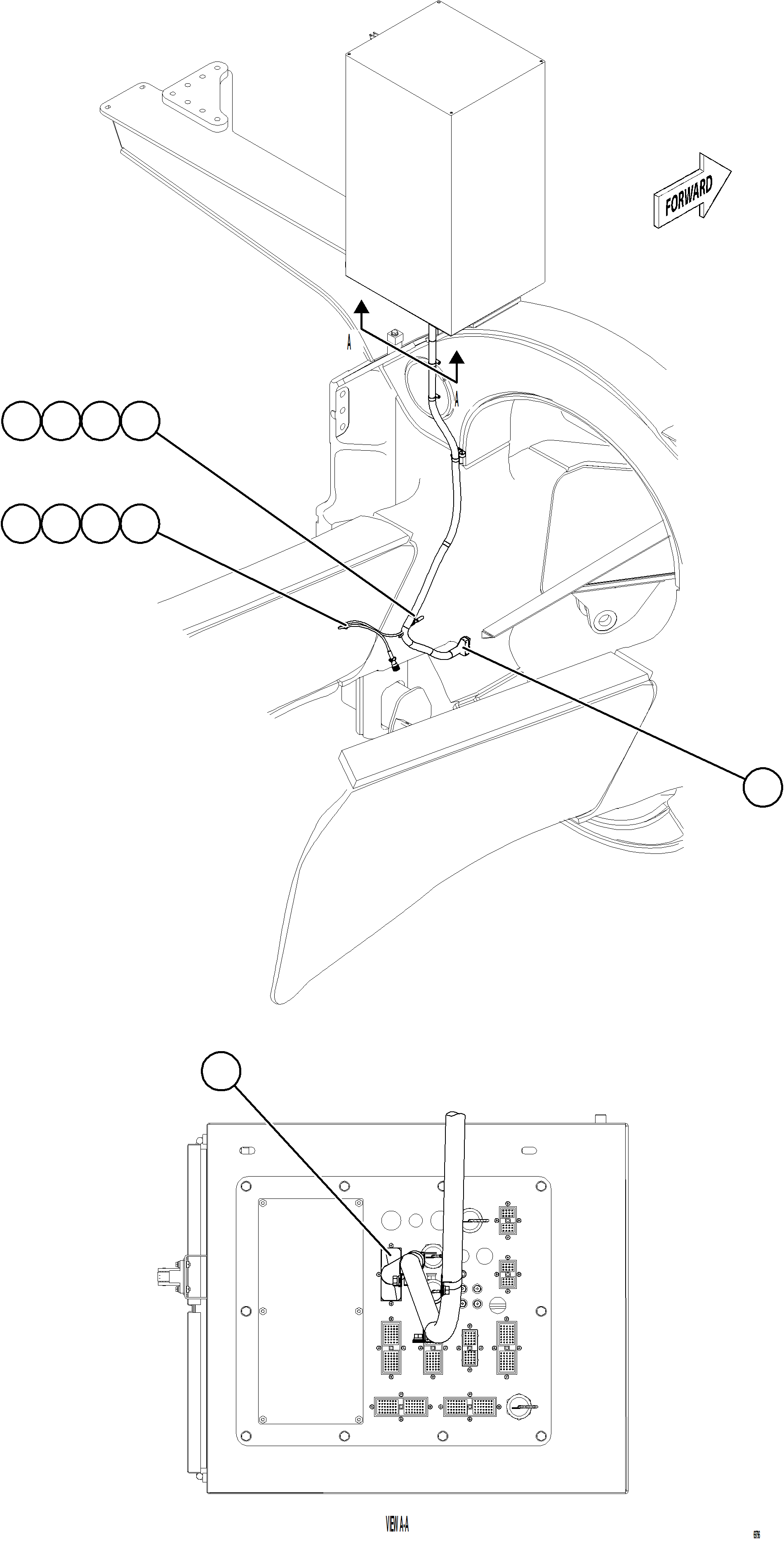 Komatsu parts book diagram for AFE78-CT 930E-5 S/N A40318 - A40321  SMS: AUX CNTRL CABINET CABLE & HARNESS CONNECTIONS  2/2