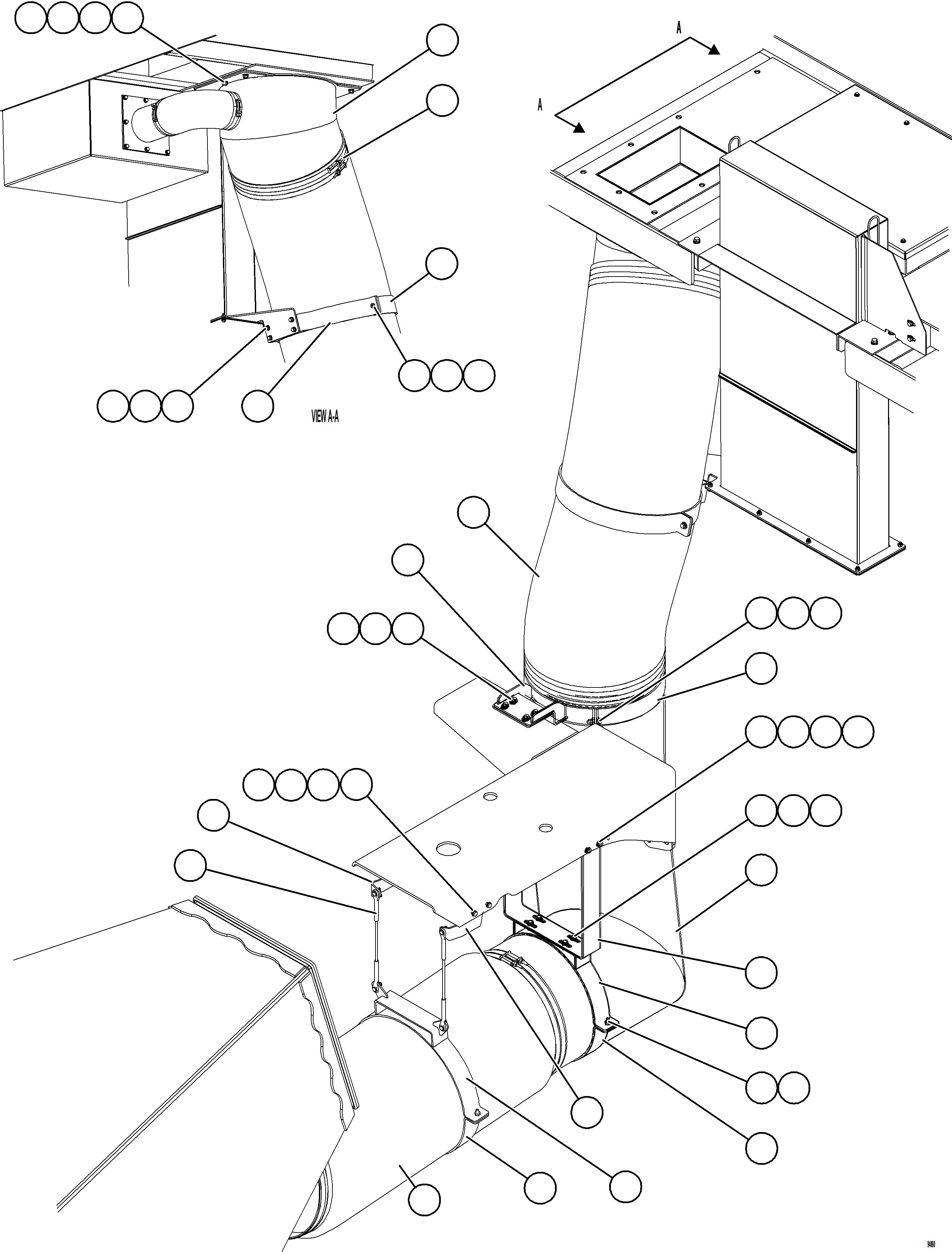 Komatsu parts book diagram for AFE78-CT 930E-5 S/N A40318 - A40321  SMS: REAR AXLE BLOWER DUCTS