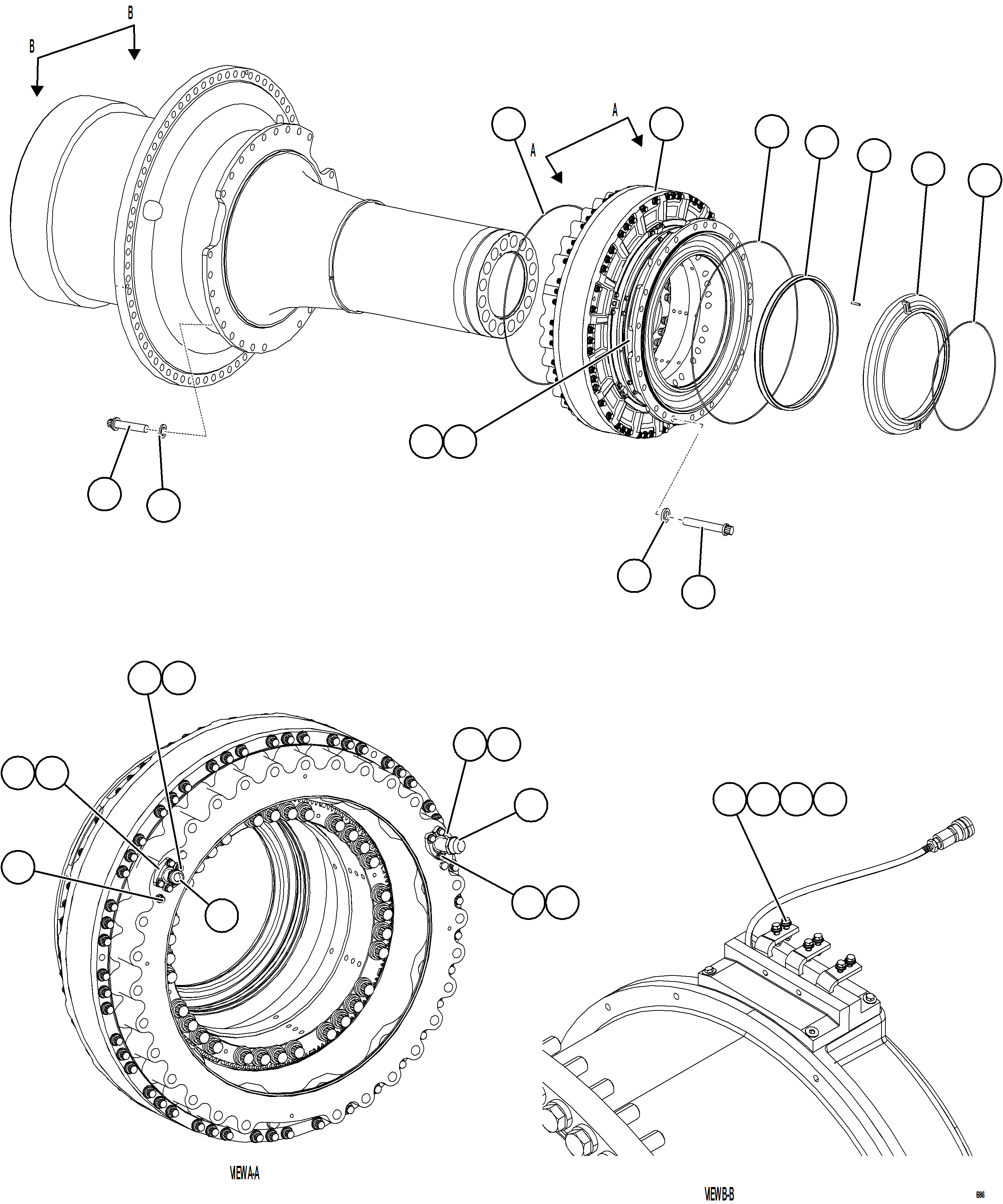 Komatsu parts book diagram for AFE78-CT 930E-5 S/N A40318 - A40321  SMS: REAR BRAKE INSTALLATION