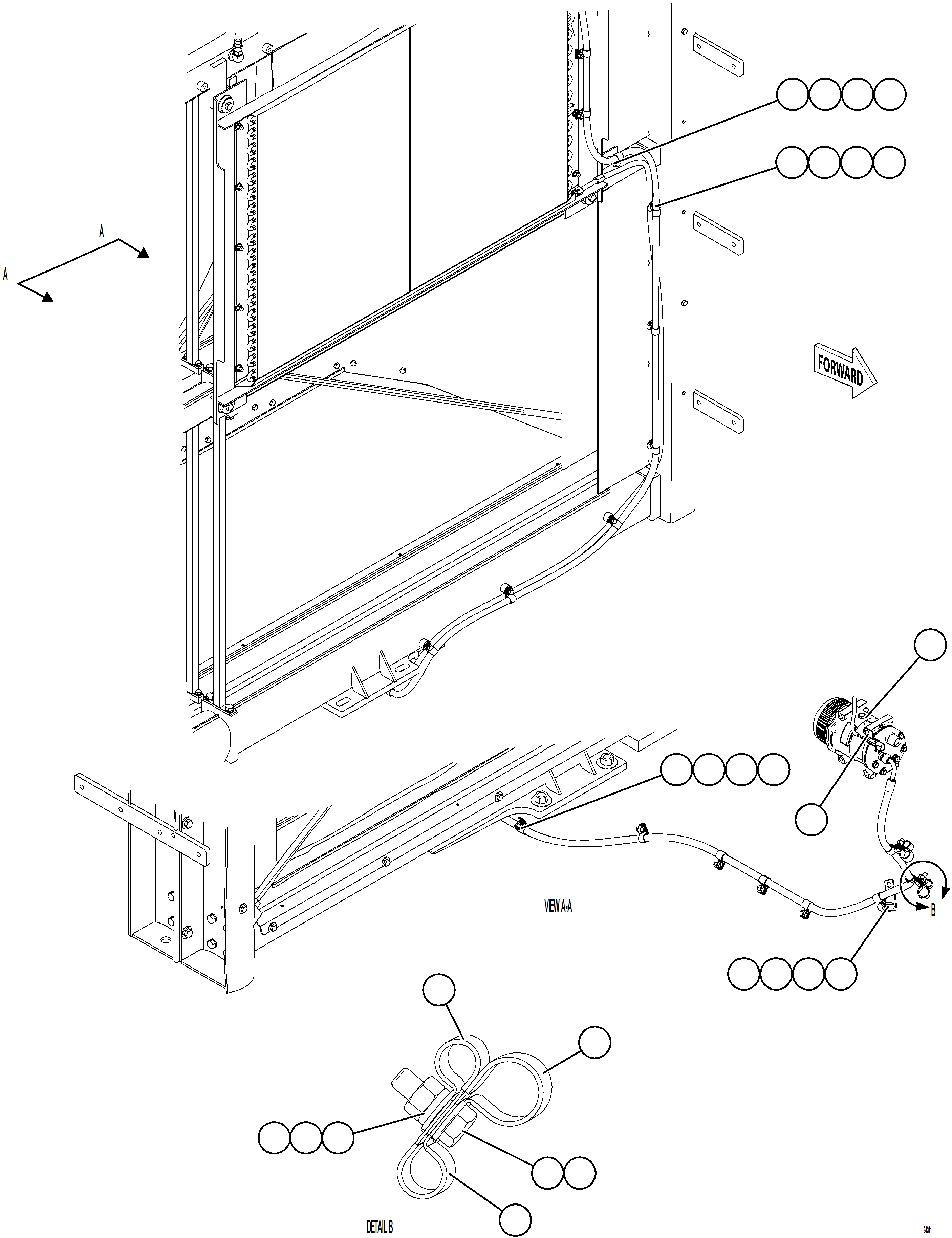 Komatsu parts book diagram for AFE78-CT 930E-5 S/N A40318 - A40321  SMS: AIR CONDITIONING PIPING    3/3