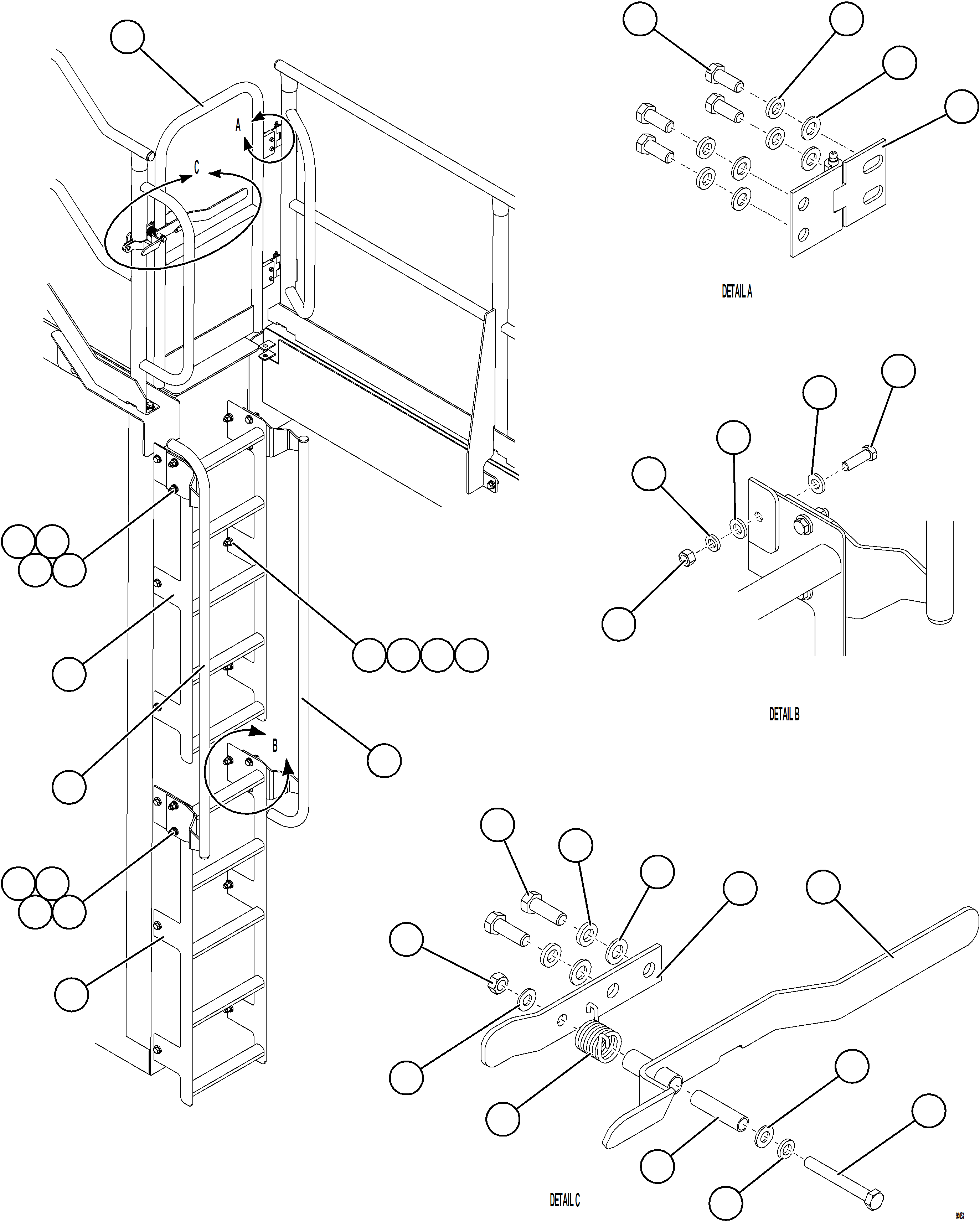 Komatsu parts book diagram for AFE78-CT 930E-5 S/N A40318 - A40321  SMS: LH EMERGENCY GATE & LADDER