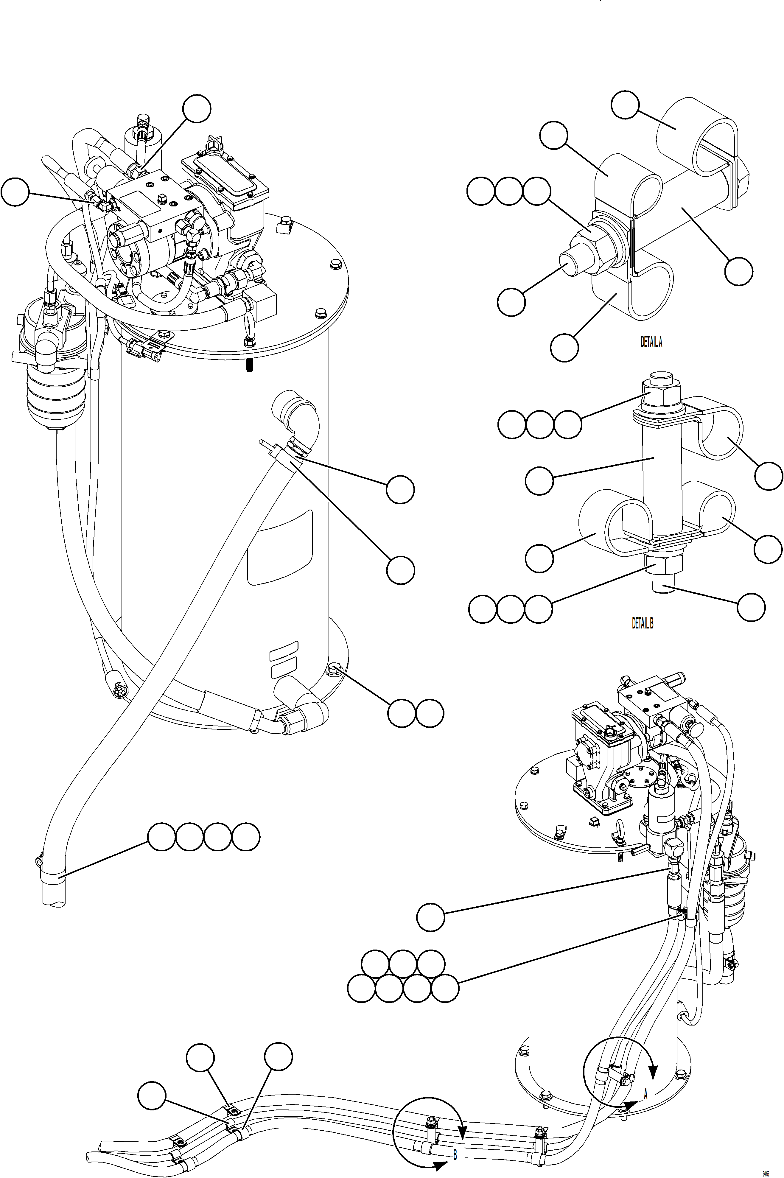 Komatsu parts book diagram for AFE78-CT 930E-5 S/N A40318 - A40321  SMS: AUTOMATIC LUBRICATION SYSTEM PIPING - FRONT    1/4