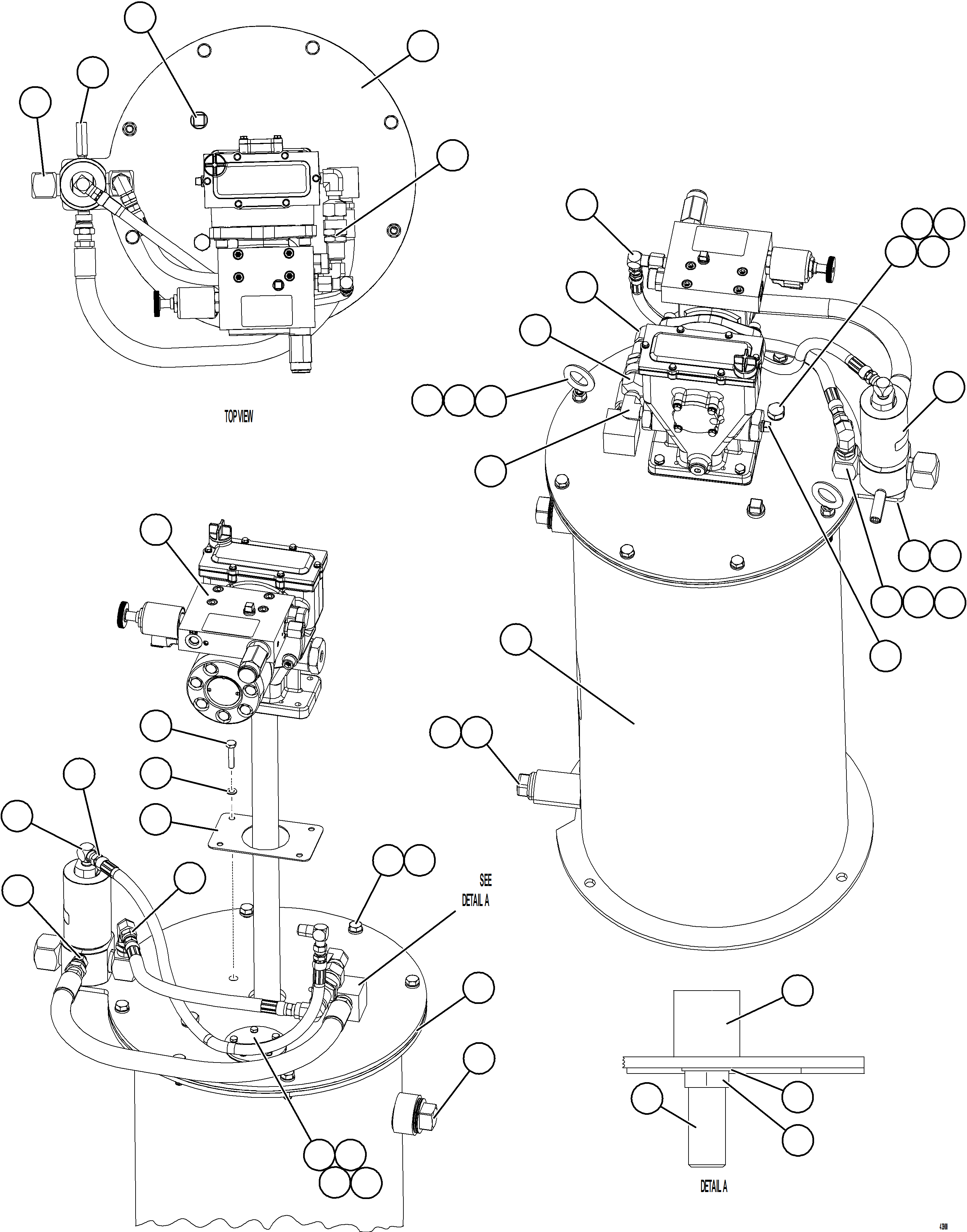 Komatsu parts book diagram for AFE78-CT 930E-5 S/N A40318 - A40321  SMS: LUBE PUMP/CONTAINER ASSEMBLY    58F-98-40250