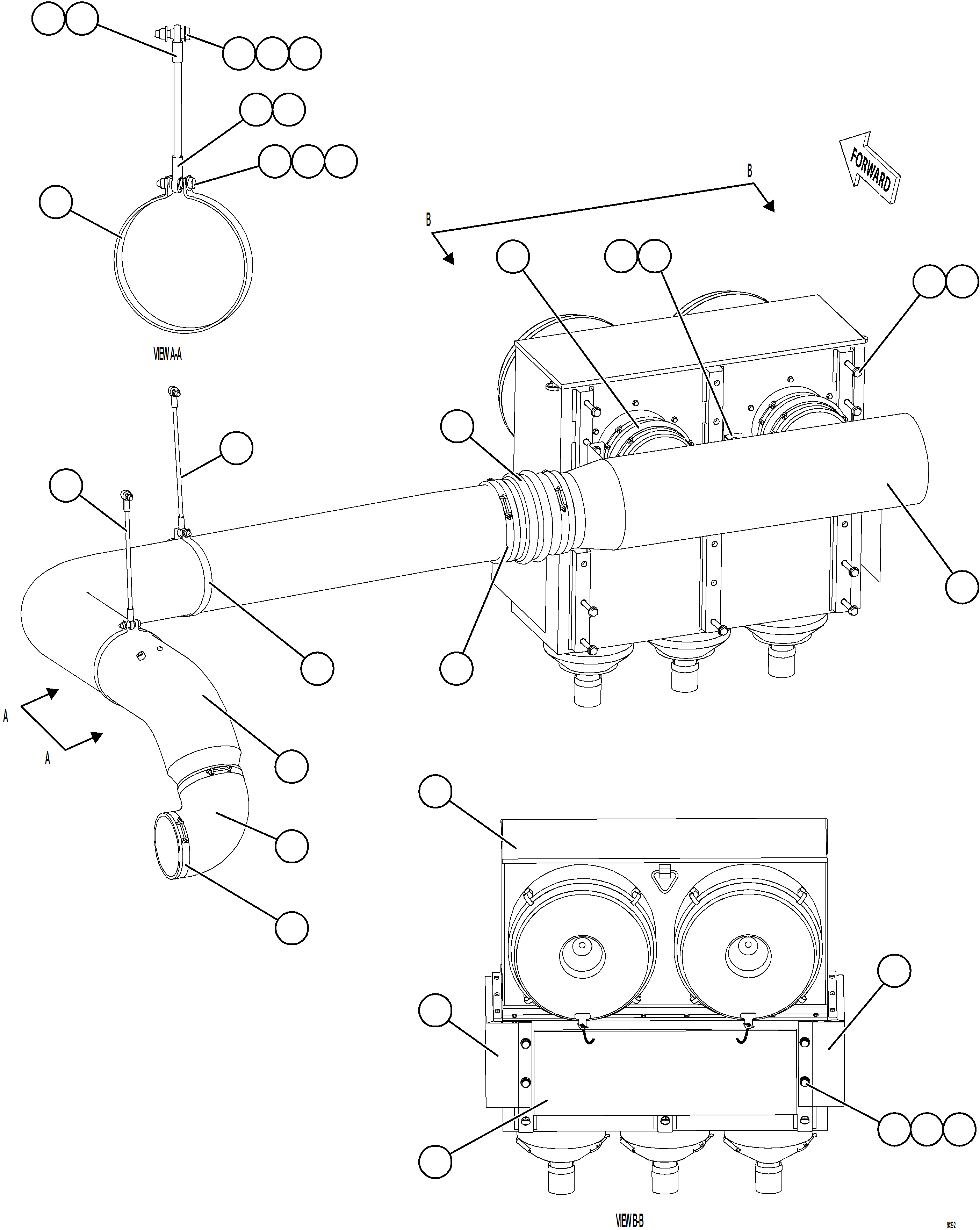 Komatsu parts book diagram for AFE78-DJ 930E-5 S/N A40362 - A40363,A40374  KAL: AIR CLEANER PIPING & INSTALLATION - RH