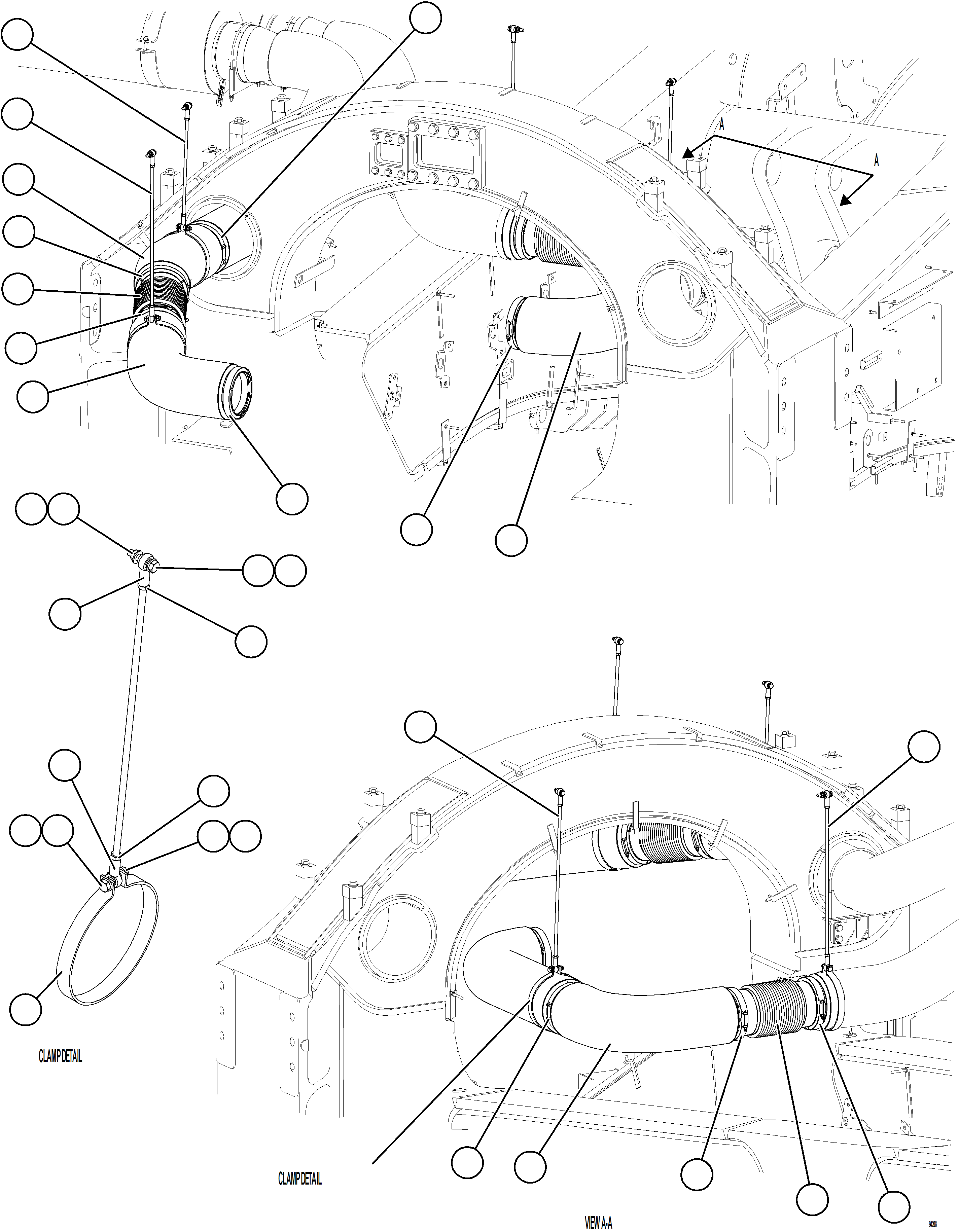 Komatsu parts book diagram for AFE78-DJ 930E-5 S/N A40362 - A40363,A40374  KAL: EXHAUST PIPING - FRONT