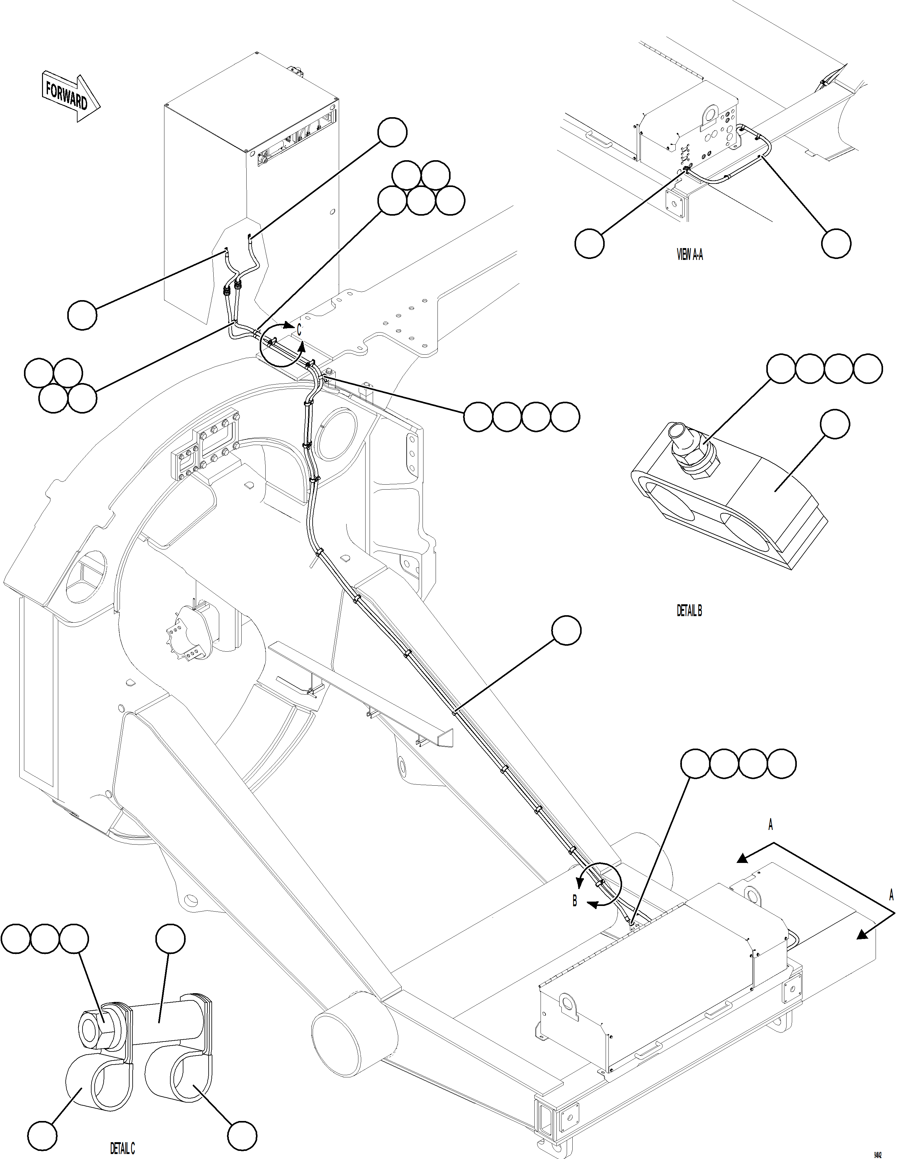 Komatsu parts book diagram for AFE78-DJ 930E-5 S/N A40362 - A40363,A40374  KAL: AUXILIARY CONTROL CABINET POWER CABLES