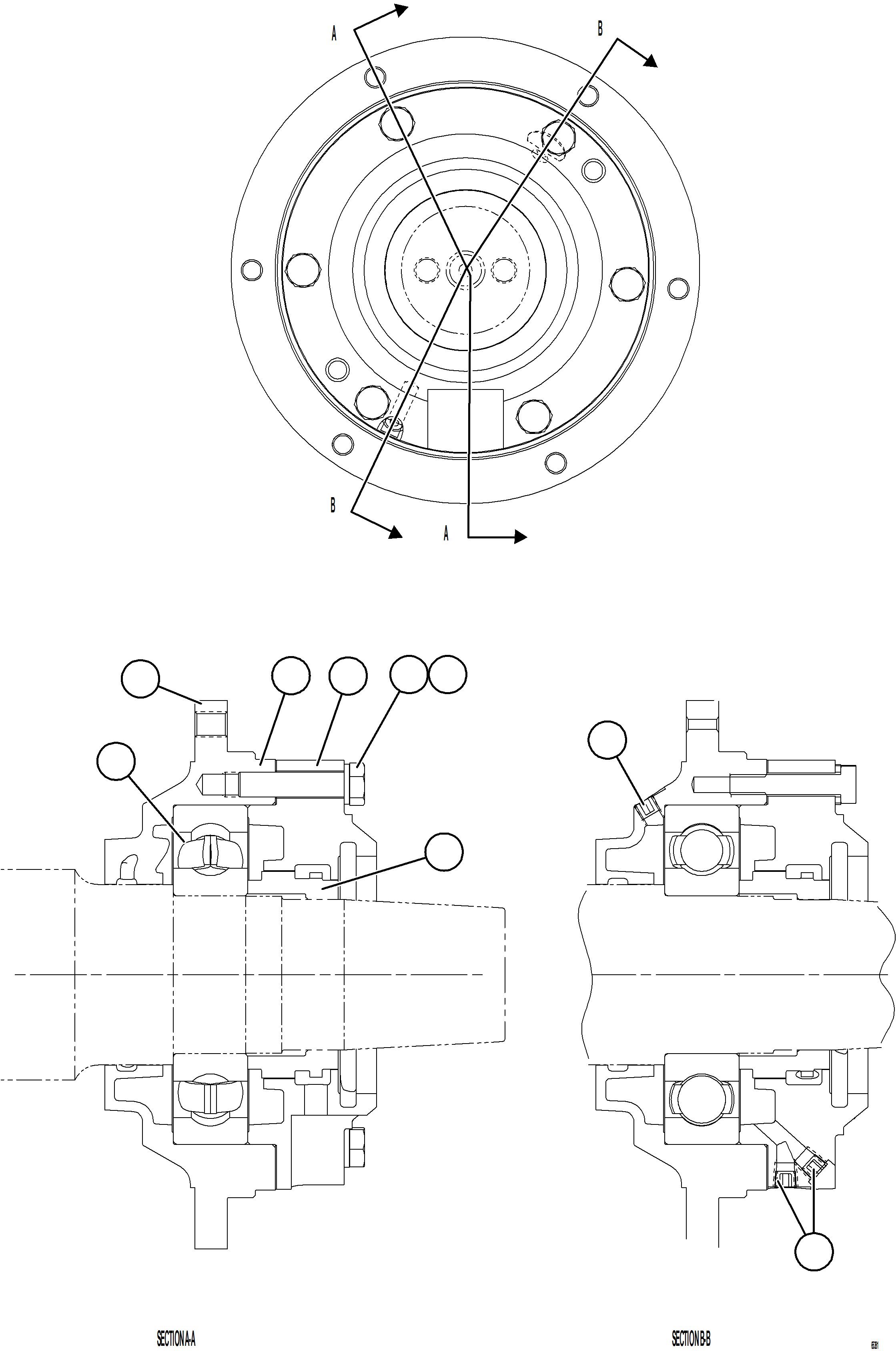 Komatsu parts book diagram for AFE78-DJ 930E-5 S/N A40362 - A40363,A40374  KAL: ALTERNATOR BEARING ASSEMBLY    58F-06-05480