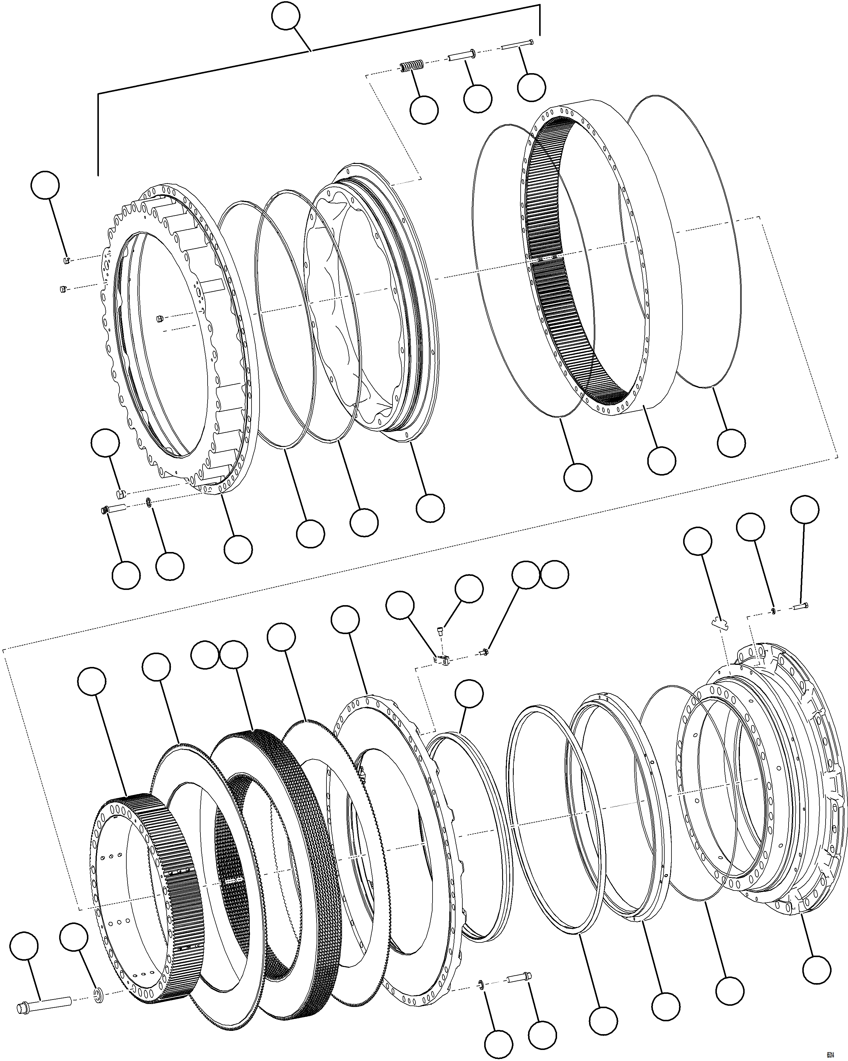Komatsu parts book diagram for AFE78-DJ 930E-5 S/N A40362 - A40363,A40374  KAL: REAR BRAKE ASSEMBLY    58F-33-40020