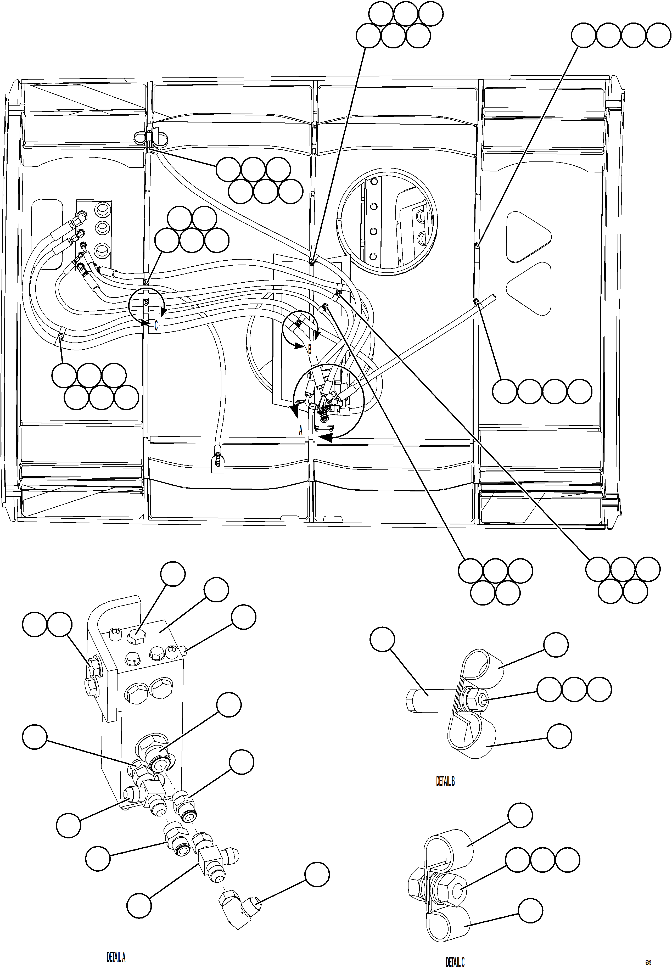 Komatsu parts book diagram for AFE78-DJ 930E-5 S/N A40362 - A40363,A40374  KAL: REAR BRAKE DUAL RELAY VALVE INSTALLATION