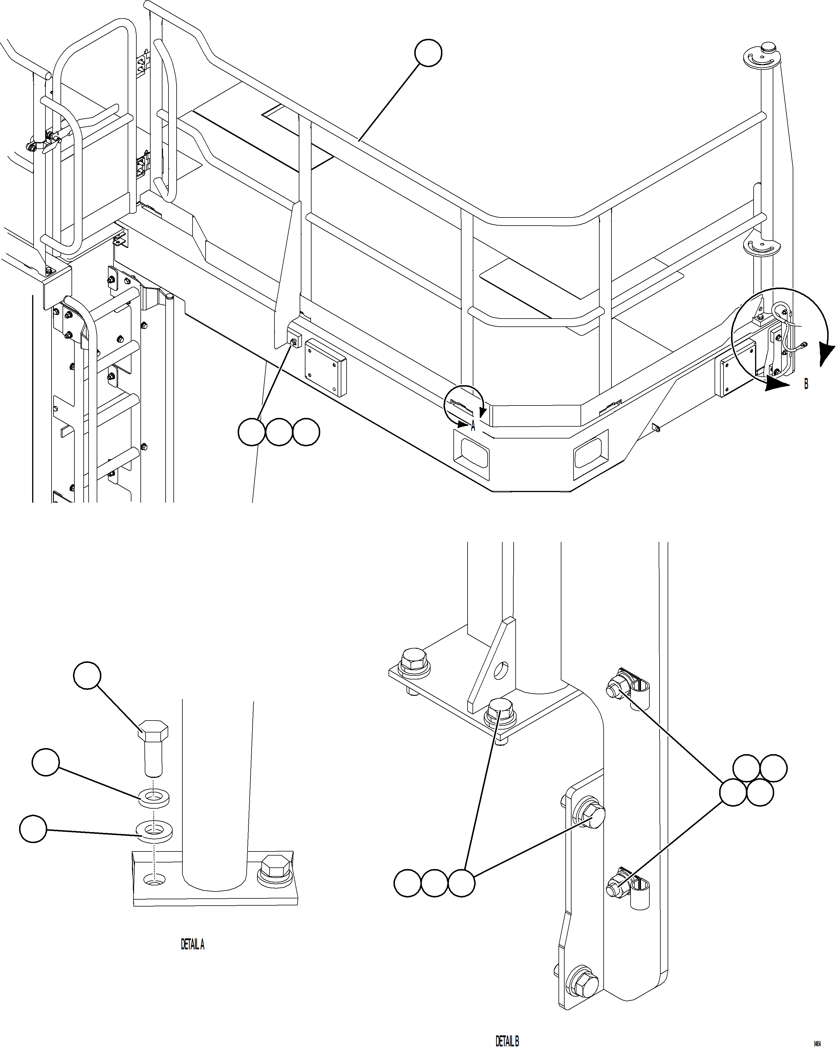 Komatsu parts book diagram for AFE78-DJ 930E-5 S/N A40362 - A40363,A40374  KAL: LH DECK HANDRAILS    2/2