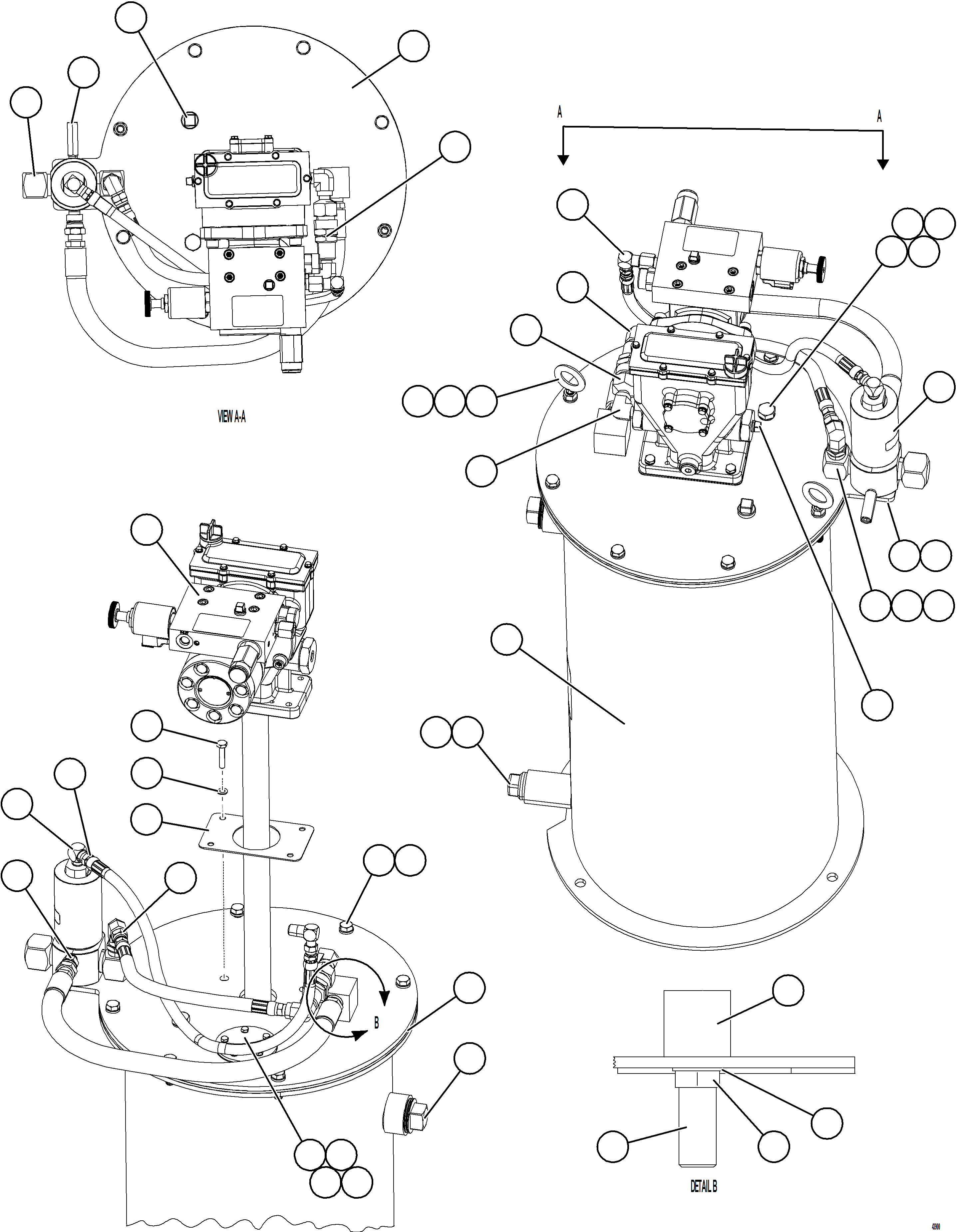 Komatsu parts book diagram for AFE78-DJ 930E-5 S/N A40362 - A40363,A40374  KAL: LUBE PUMP/CONTAINER ASSEMBLY    58F-98-40250