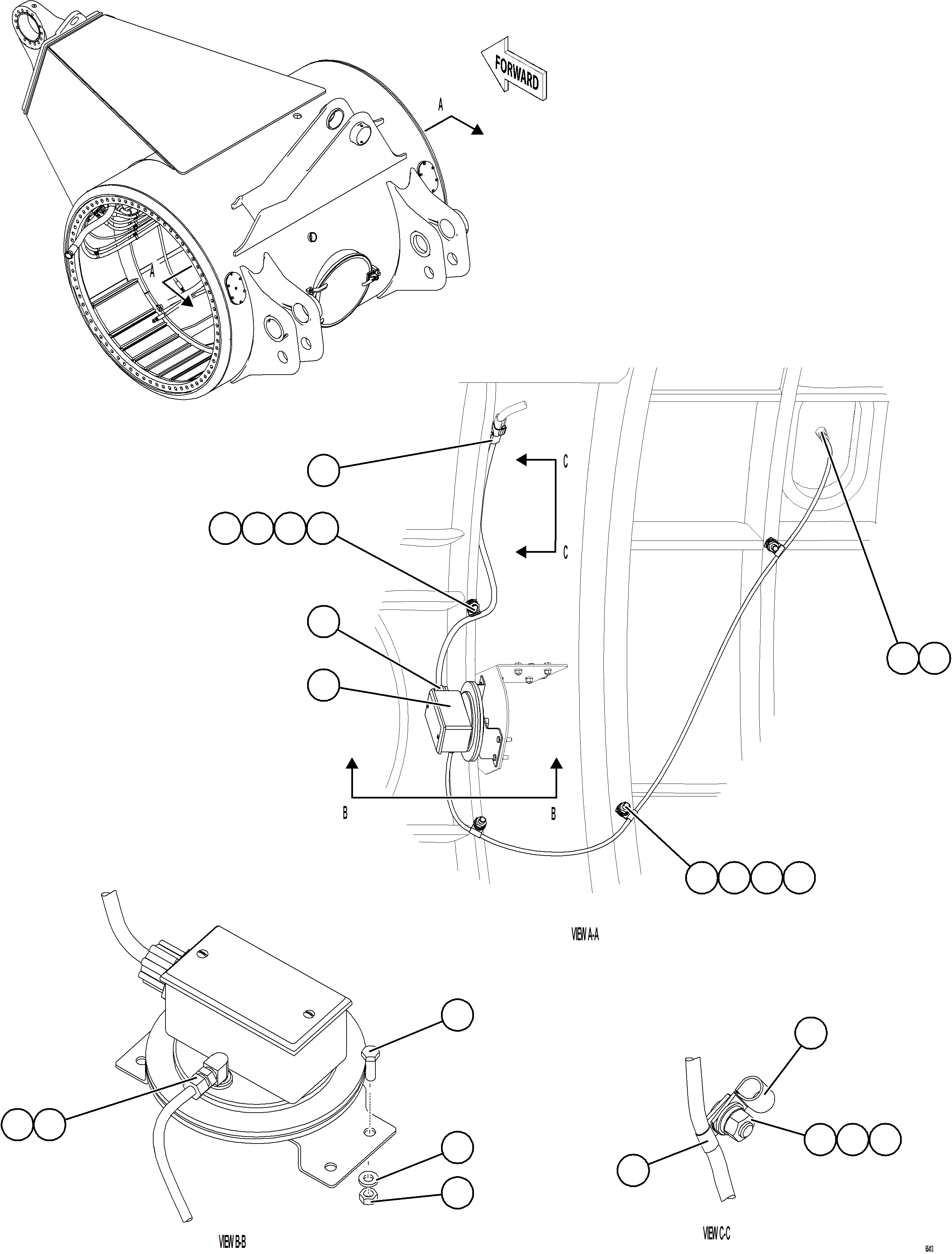 Dump Trucks Komatsu / AFE78-DW 930E-5 S/N A40419  KAL(afe78-dw) / REAR AXLE BLOWER PRESSURE SWITCH INSTALLATION  1/2(F-014 : 65413)