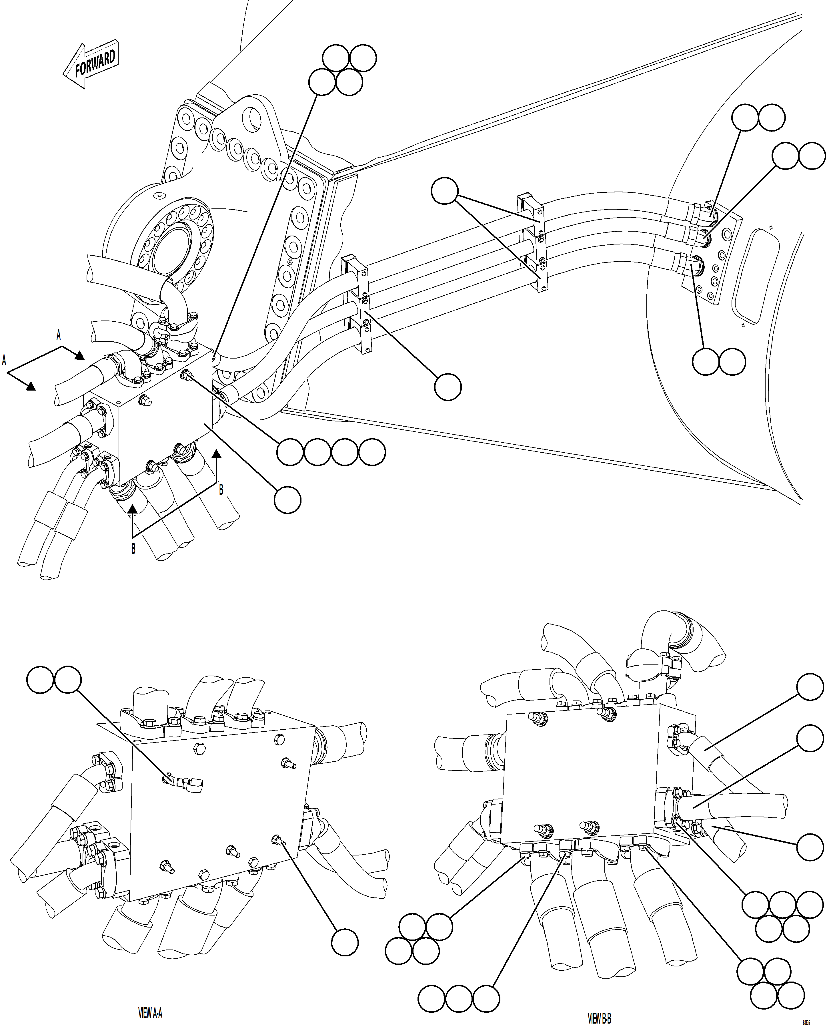 Dump Trucks Komatsu / AFE78-DW 930E-5 S/N A40419  KAL(afe78-dw) / BRAKE COOLING/HOIST RETURN MANIFOLD INSTALLATION(H-086 : 68335)
