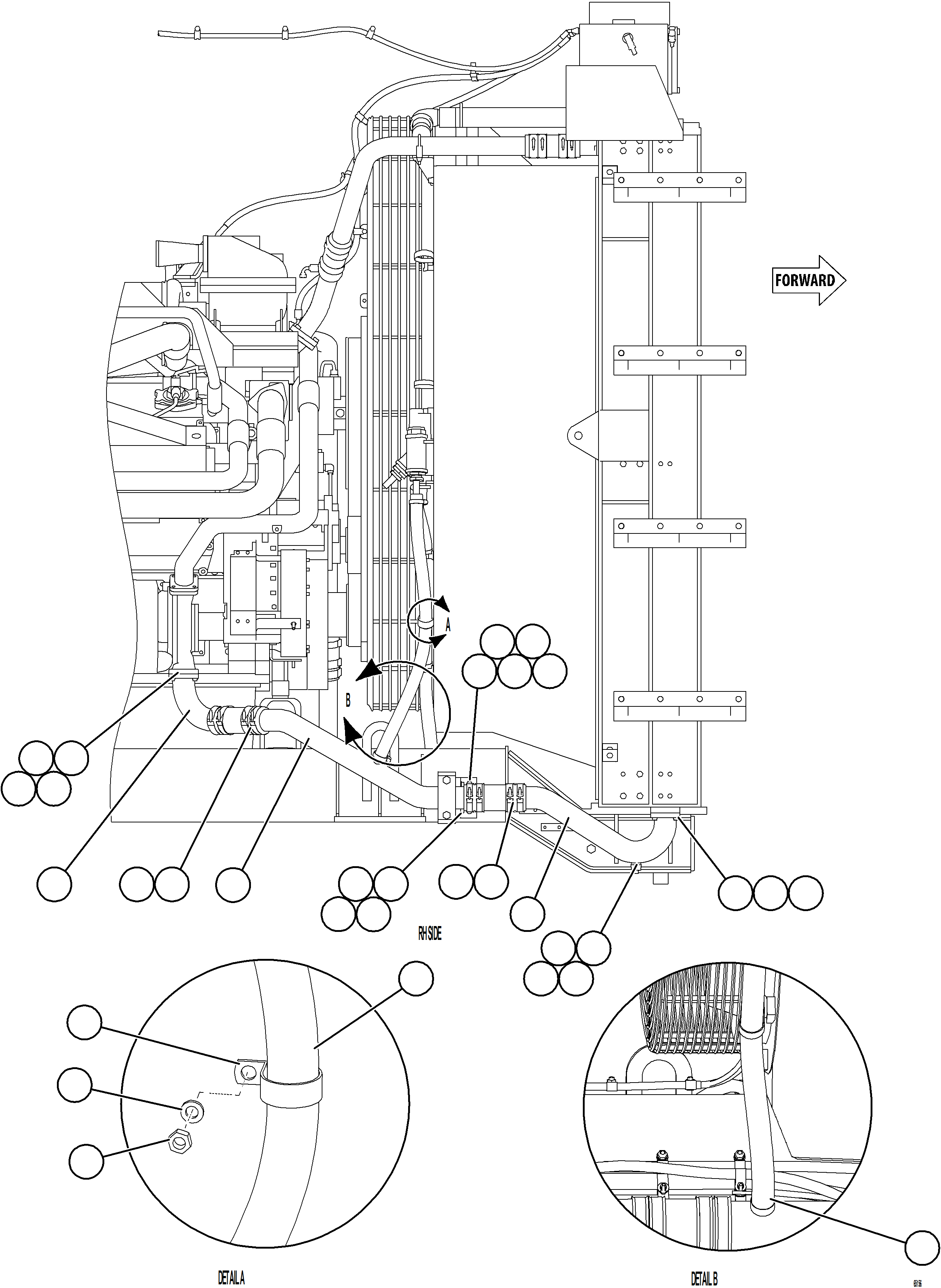 Komatsu parts book diagram for AFE78-DX 930E-5 S/N A40423 - A40425  KSA: RADIATOR PIPING    3/4