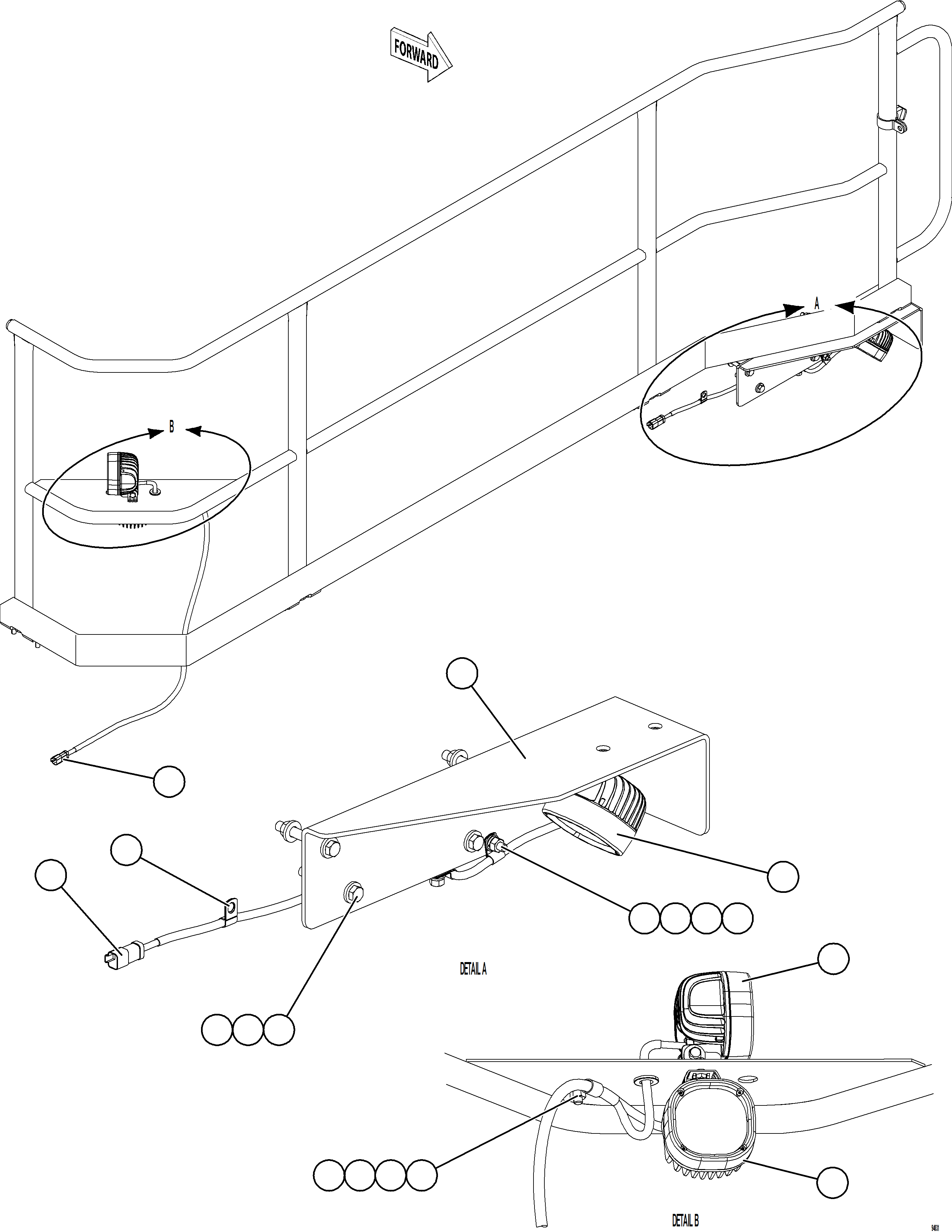 Komatsu parts book diagram for AFE78-DX 930E-5 S/N A40423 - A40425  KSA: LADDER LIGHTS
