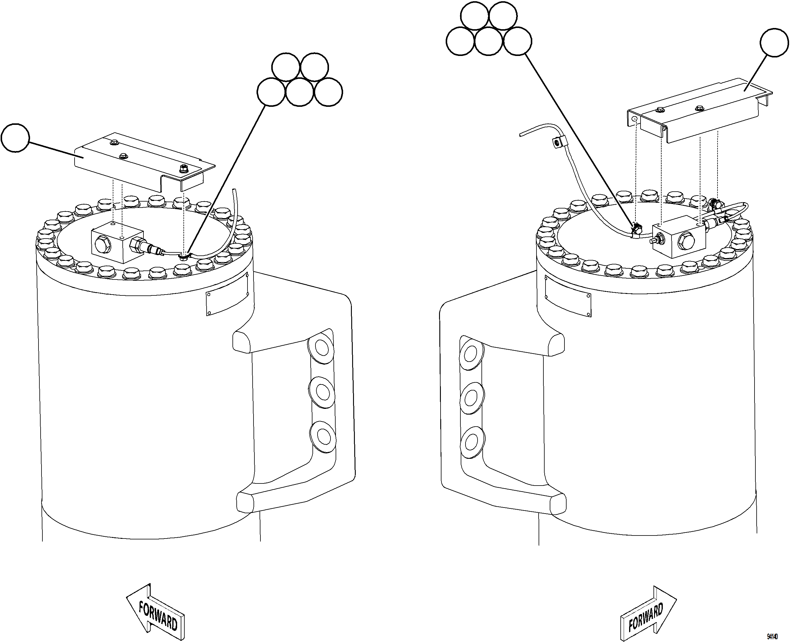 Komatsu parts book diagram for AFE78-DX 930E-5 S/N A40423 - A40425  KSA: PLM PRESSURE SENSOR - FRONT SUSPENSIONS    1/2