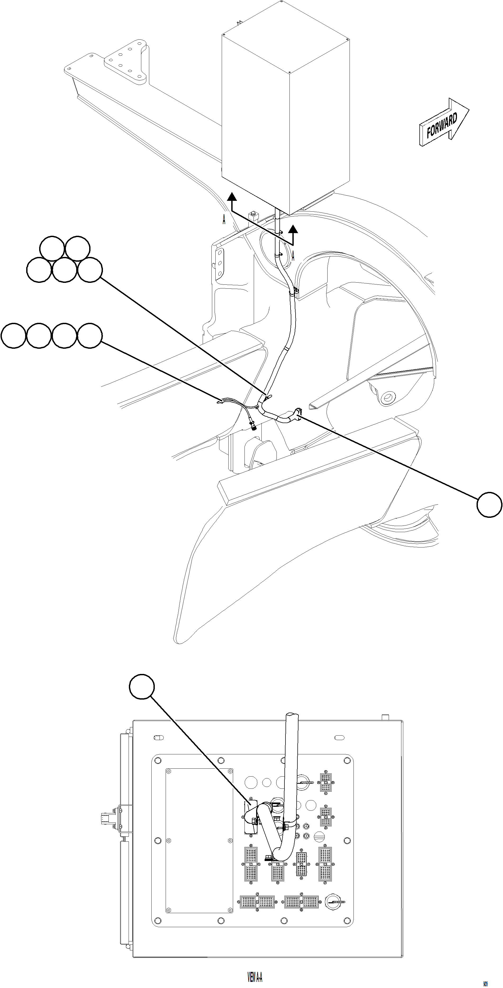 Komatsu parts book diagram for AFE78-DX 930E-5 S/N A40423 - A40425  KSA: AUX CNTRL CABINET CABLE & HARNESS CONNECTIONS  2/2