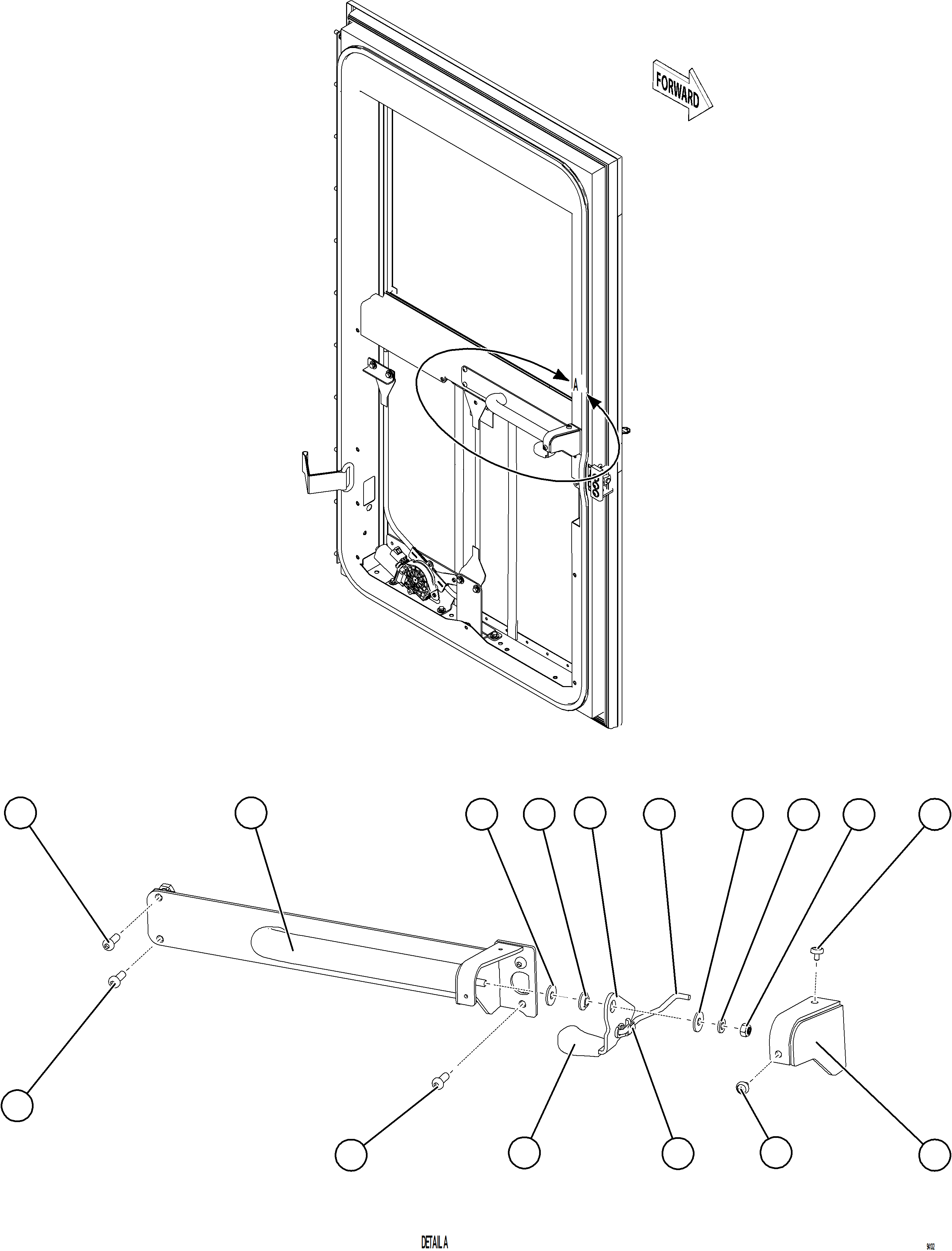 Komatsu parts book diagram for AFE78-DX 930E-5 S/N A40423 - A40425  KSA: DOOR ASSEMBLY - LH    2/2    58E-54-30627