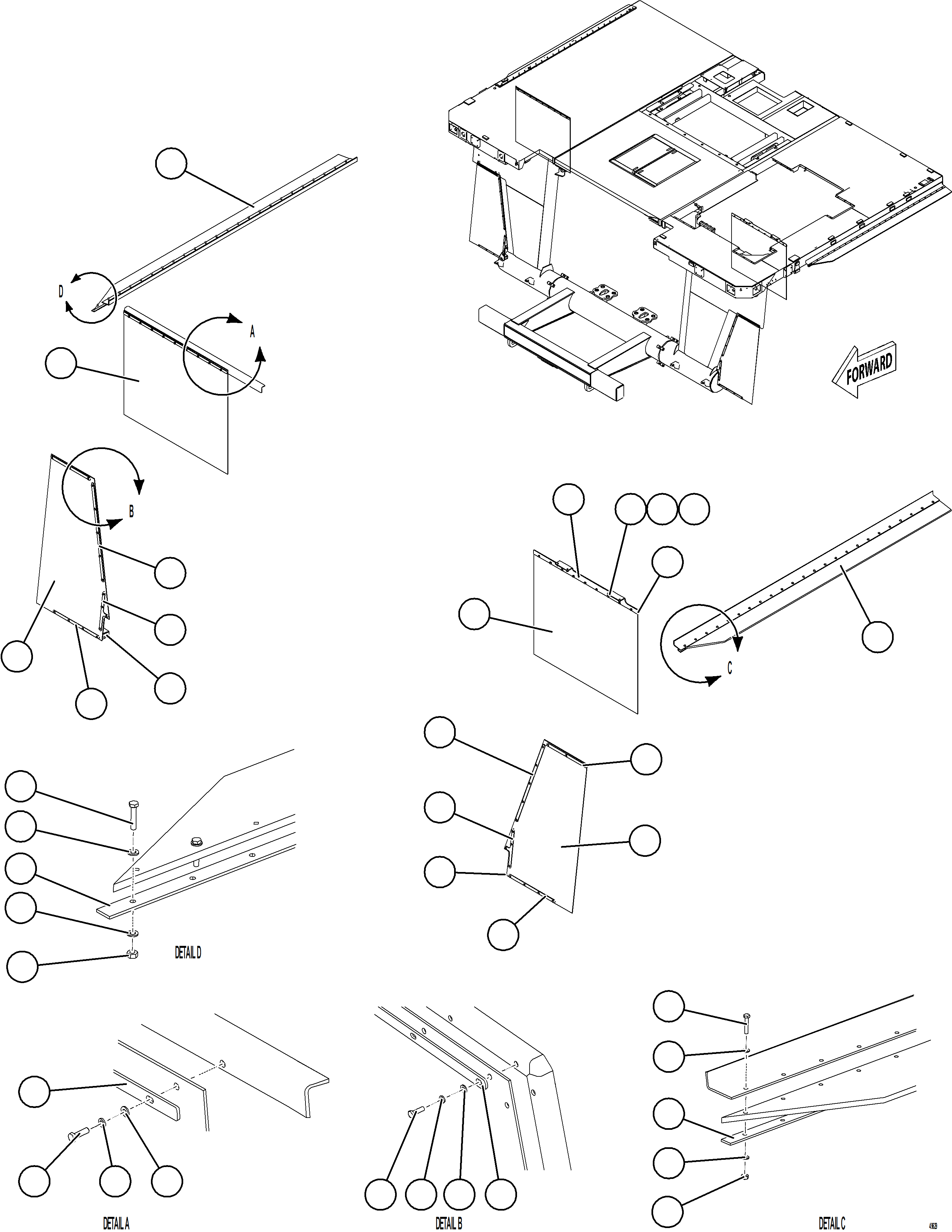 Komatsu parts book diagram for AFE78-DX 930E-5 S/N A40423 - A40425  KSA: DECK MUD FLAPS