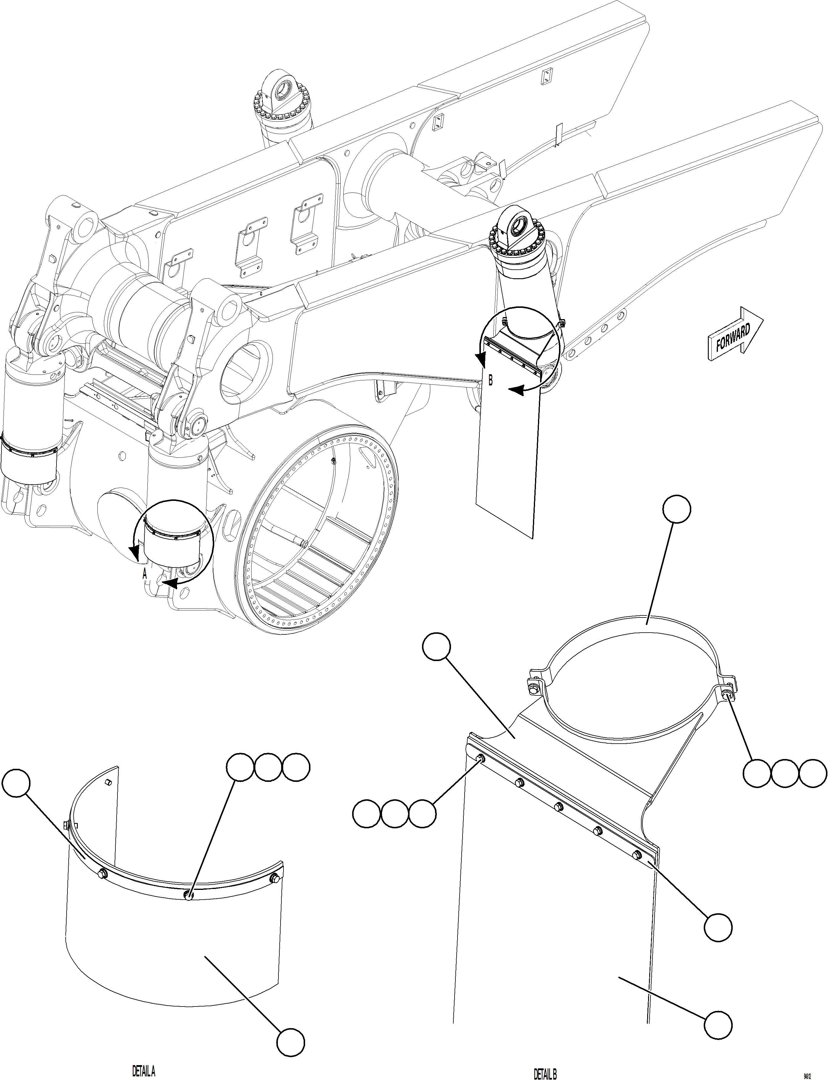 Komatsu parts book diagram for AFE78-DX 930E-5 S/N A40423 - A40425  KSA: REAR SUSPENSION MUD FLAP