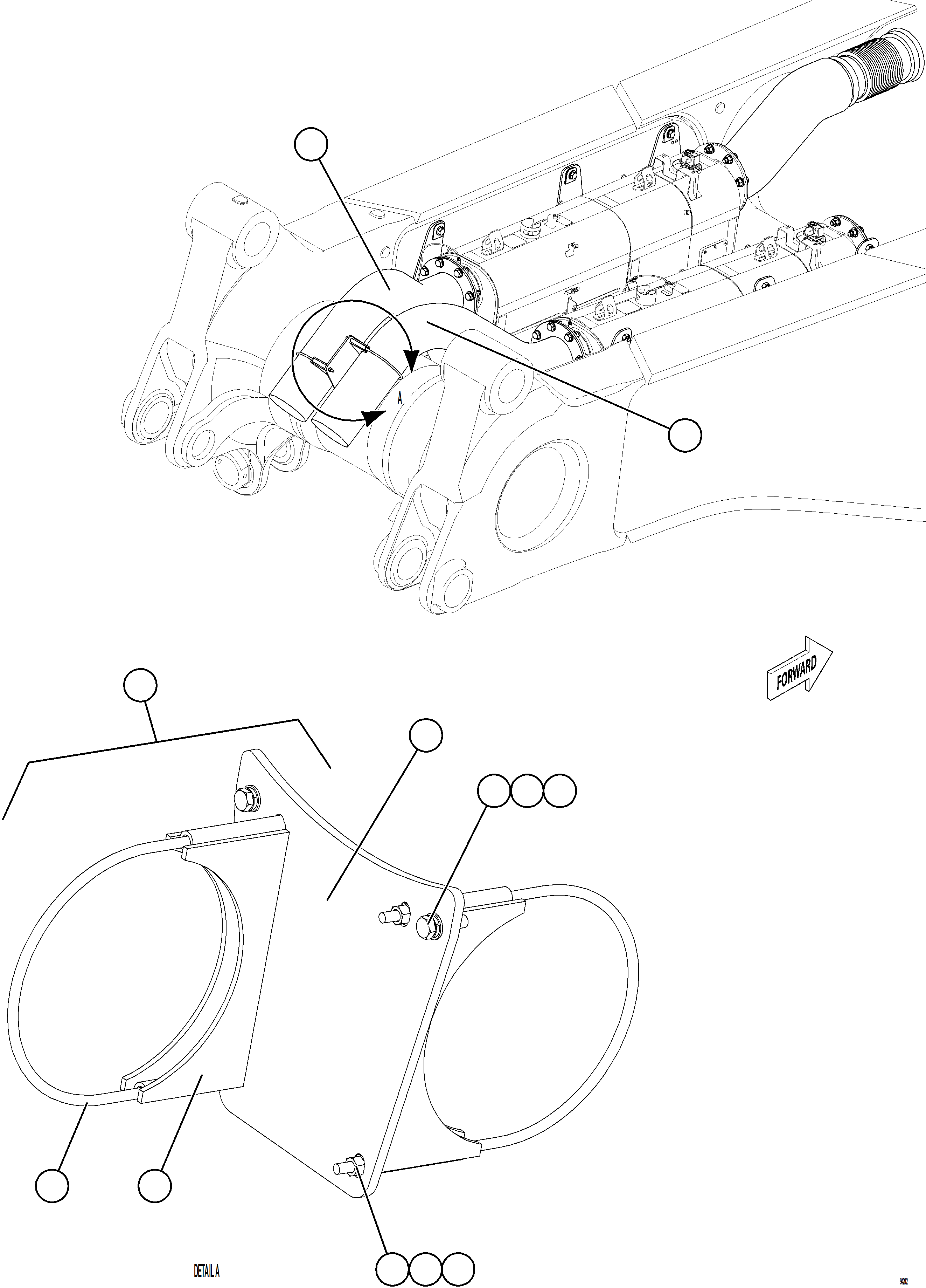 Komatsu parts book diagram for AFE78-ED 930E-5 S/N A40448 - A40450,A40460 - A40462,A40468 - A40470,A40477 - A40479,A40485 - A40487,A40492 - A40494  KW: EXHAUST PIPING - REAR    2/2
