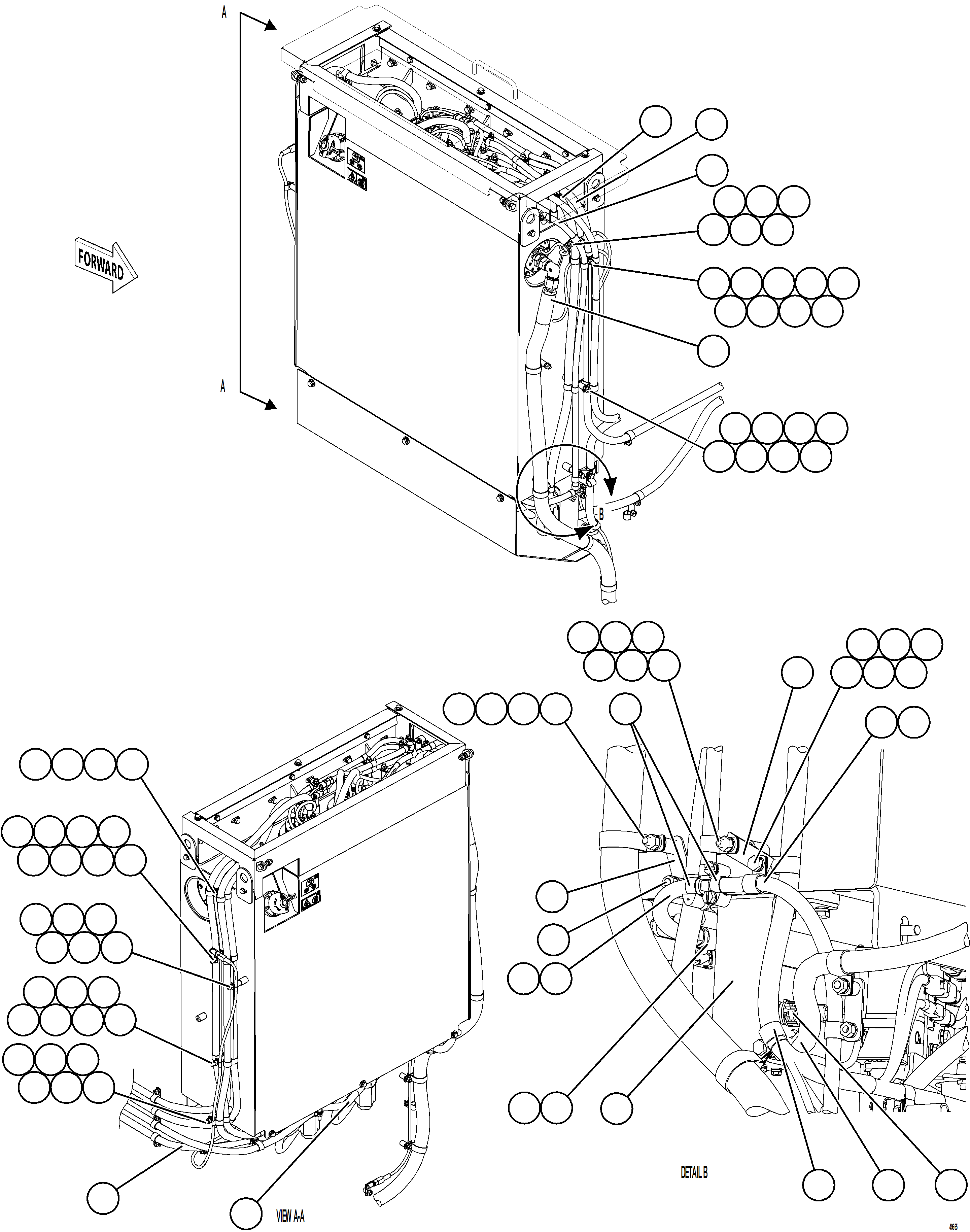 Komatsu parts book diagram for AFE78-ED 930E-5 S/N A40448 - A40450,A40460 - A40462,A40468 - A40470,A40477 - A40479,A40485 - A40487,A40492 - A40494  KW: DEF TANK HOSE CONNECTION - SIDES