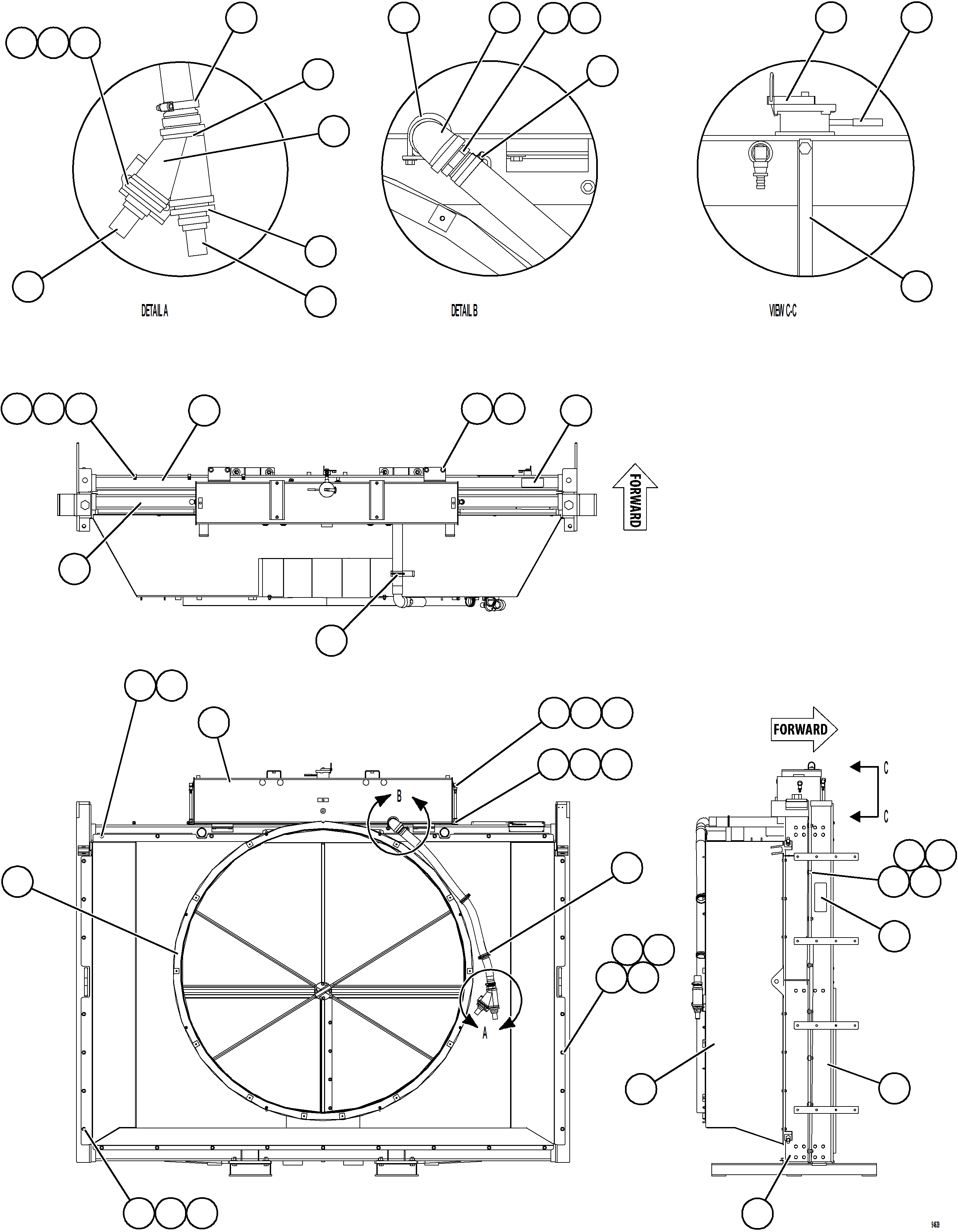 Komatsu parts book diagram for AFE78-EM 930E-5 S/N A40502 - A40505  KSA: RADIATOR & SHROUD ASSEMBLY