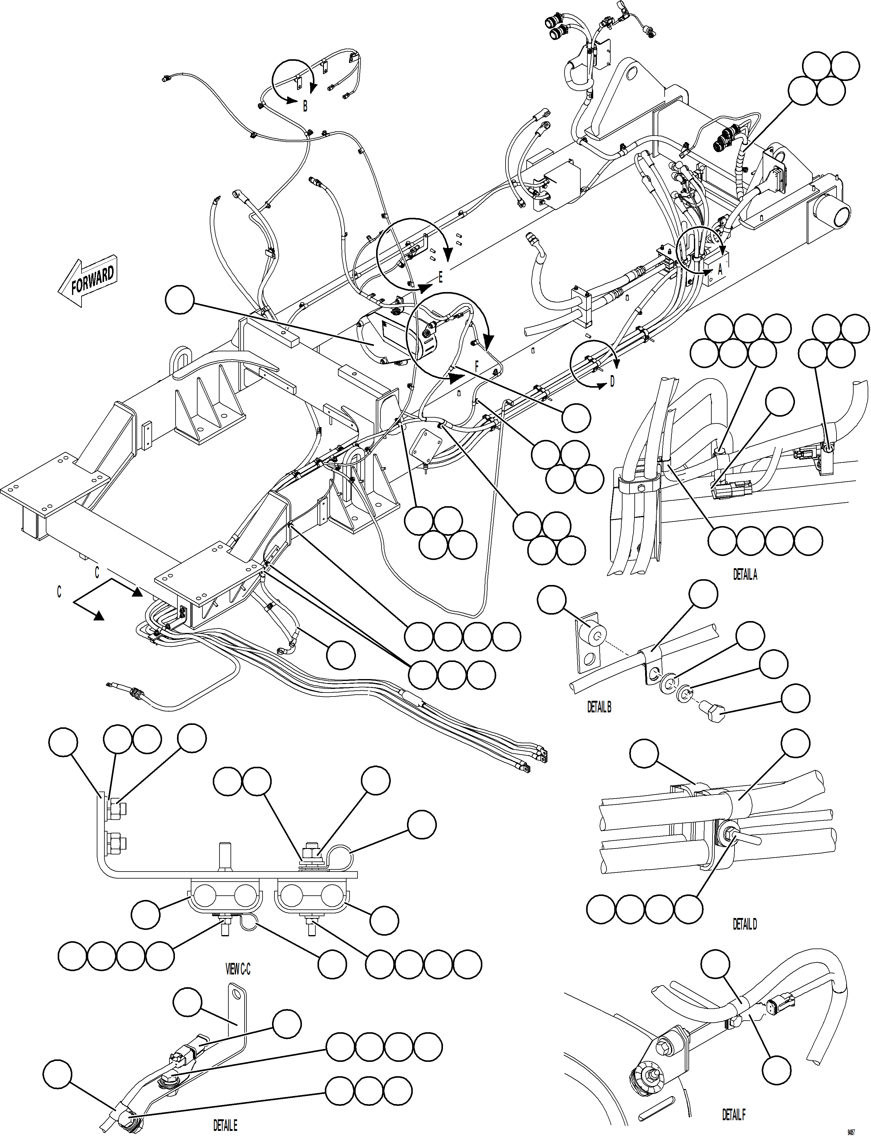 Komatsu parts book diagram for AFE78-EM 930E-5 S/N A40502 - A40505  KSA: CRANKING MOTOR WIRING    1/2