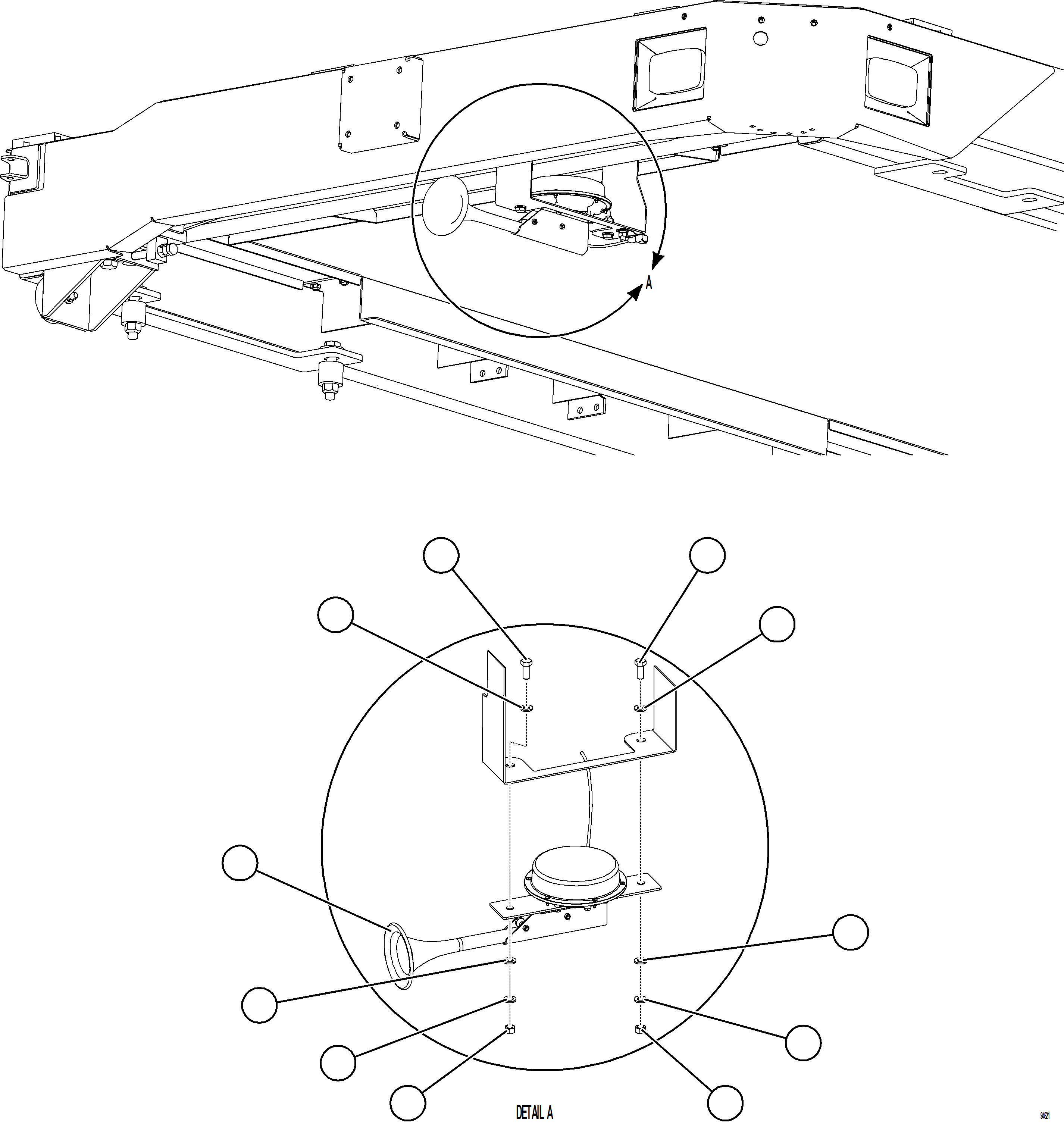 Komatsu parts book diagram for AFE78-EM 930E-5 S/N A40502 - A40505  KSA: HORN INSTALLATION