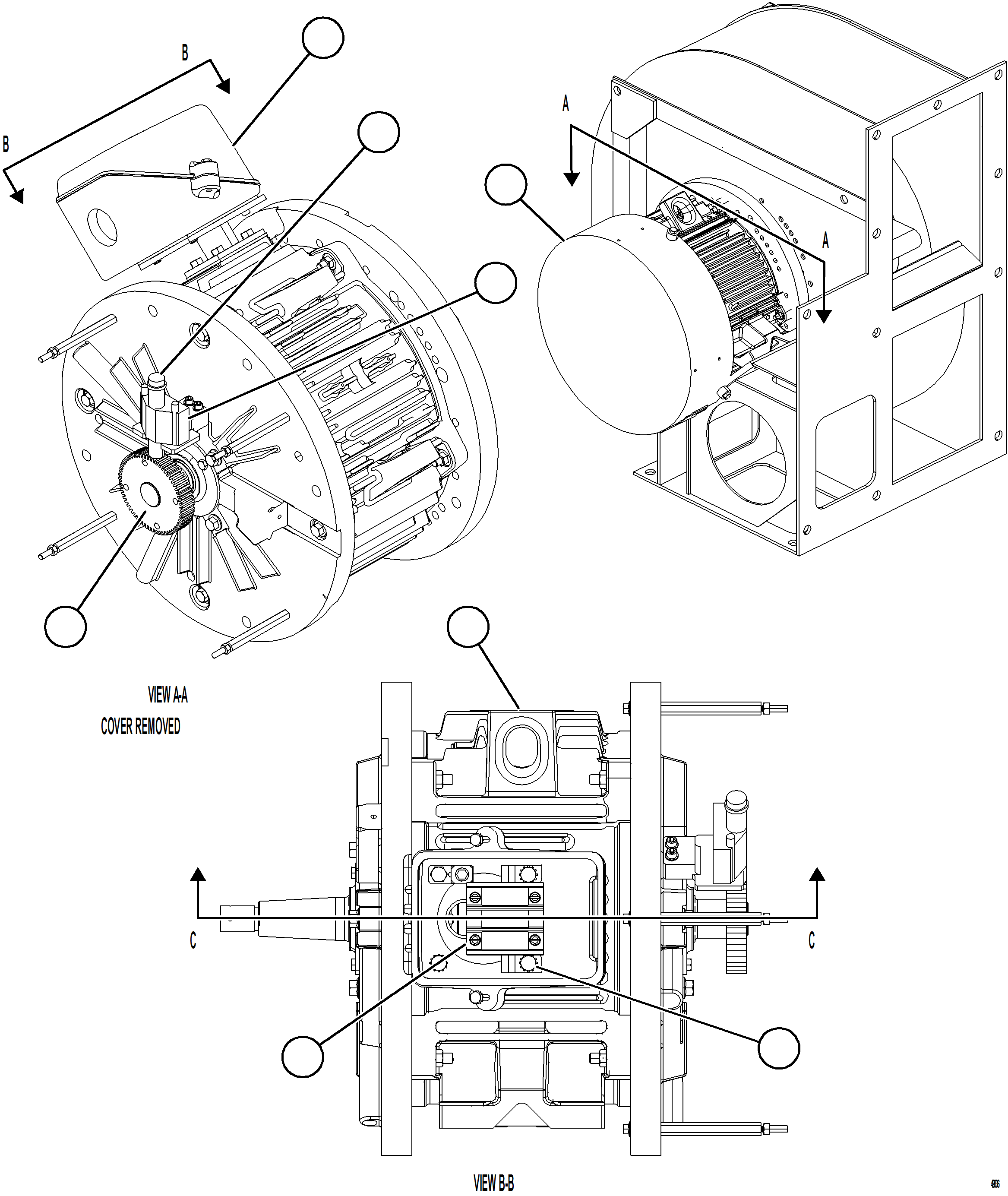 Komatsu parts book diagram for AFE78-EM 930E-5 S/N A40502 - A40505  KSA: AUXILIARY BLOWER MOTOR    1/2