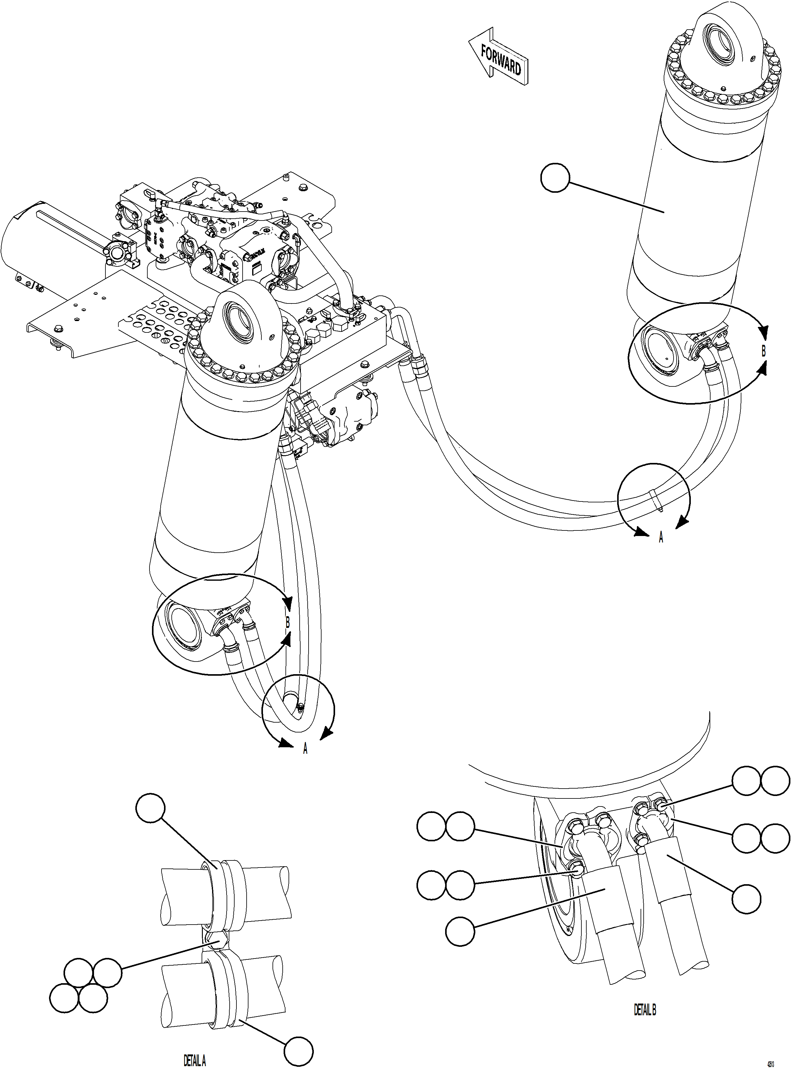 Komatsu parts book diagram for AFE78-EM 930E-5 S/N A40502 - A40505  KSA: HOIST CYLINDER PIPING