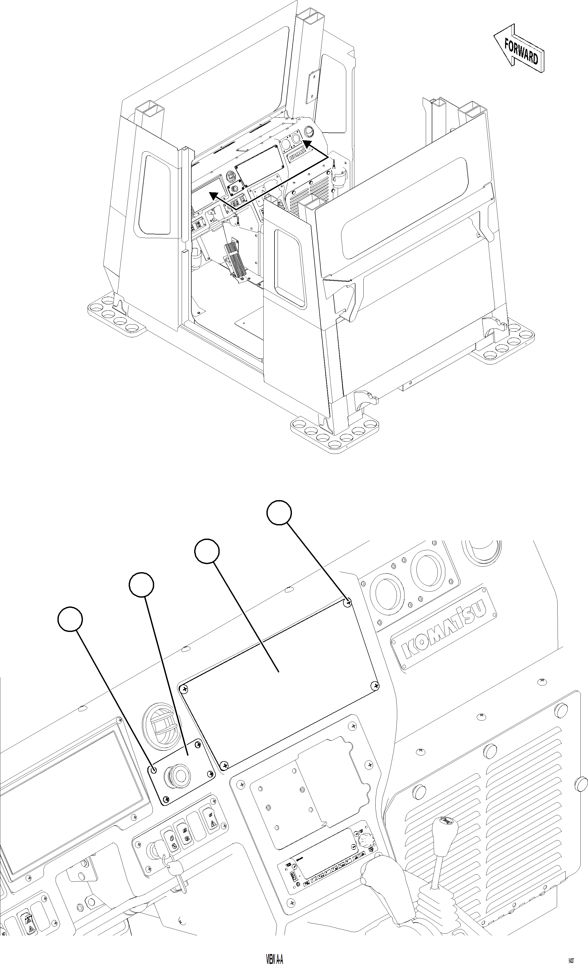 Komatsu parts book diagram for AFE78-EM 930E-5 S/N A40502 - A40505  KSA: CAB BLANKING PLATES    2/4