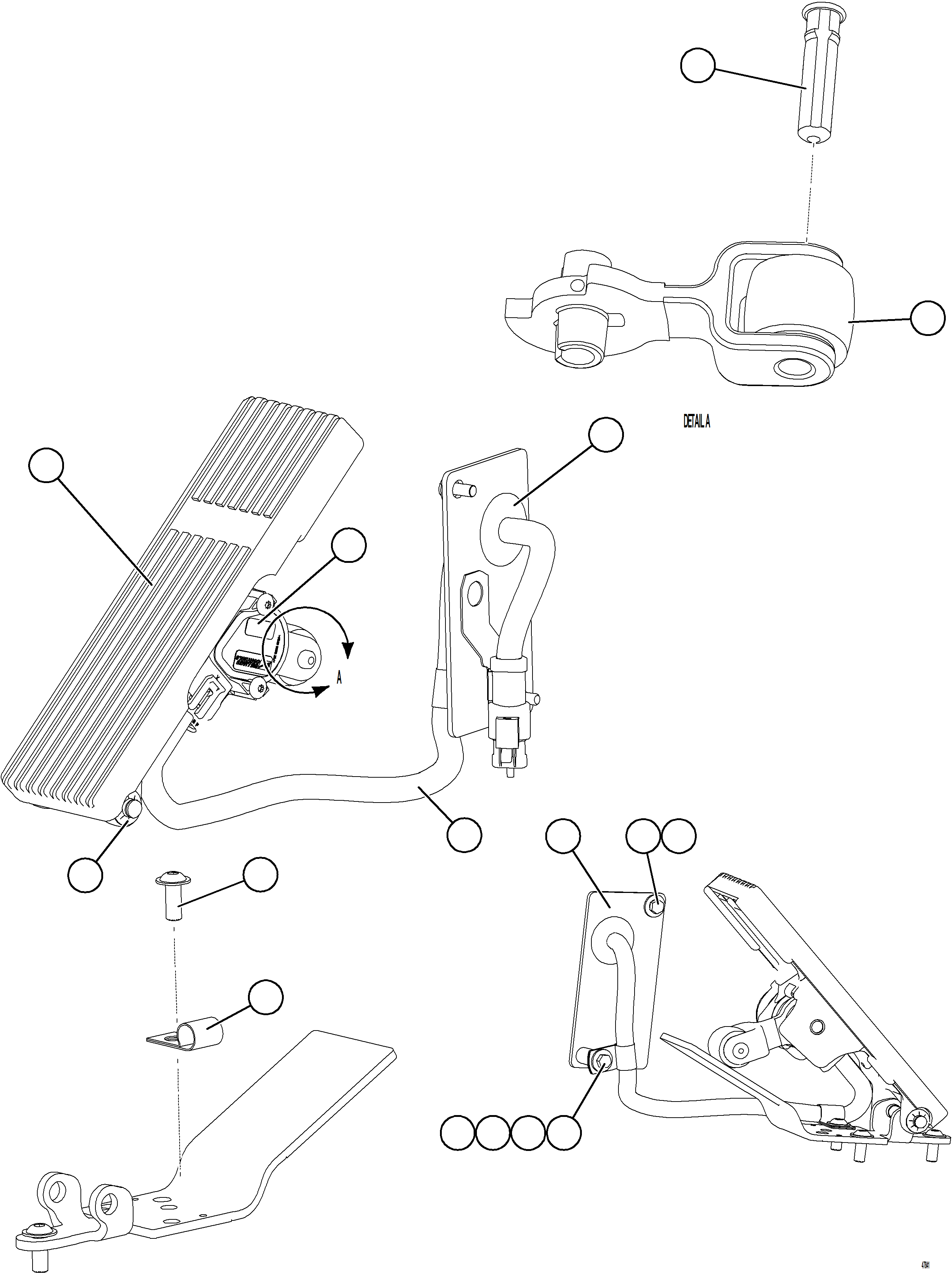 Komatsu parts book diagram for AFE78-EM 930E-5 S/N A40502 - A40505  KSA: ACCELERATOR PEDAL INSTALLATION