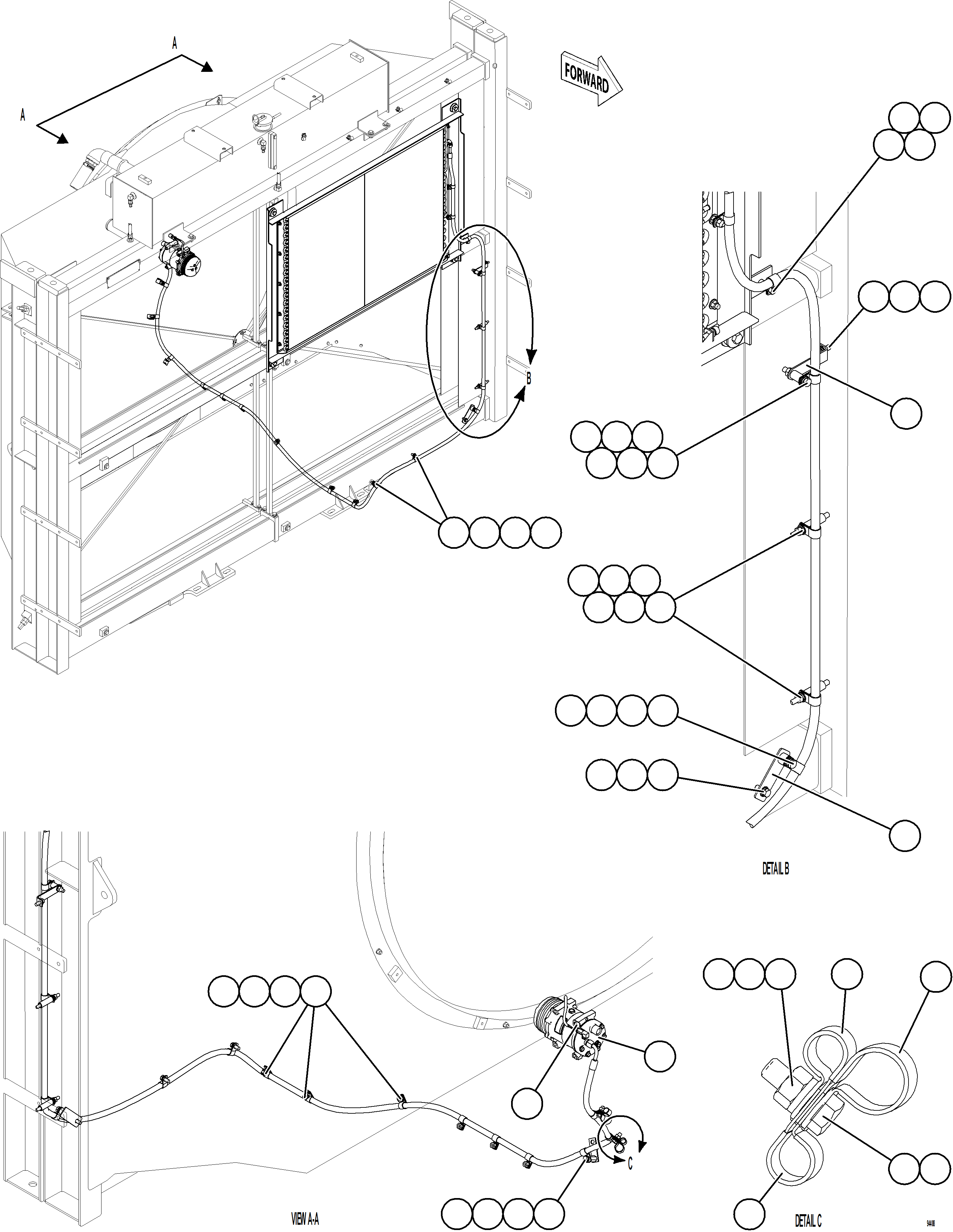 Komatsu parts book diagram for AFE78-EM 930E-5 S/N A40502 - A40505  KSA: AIR CONDITIONING PIPING    3/3