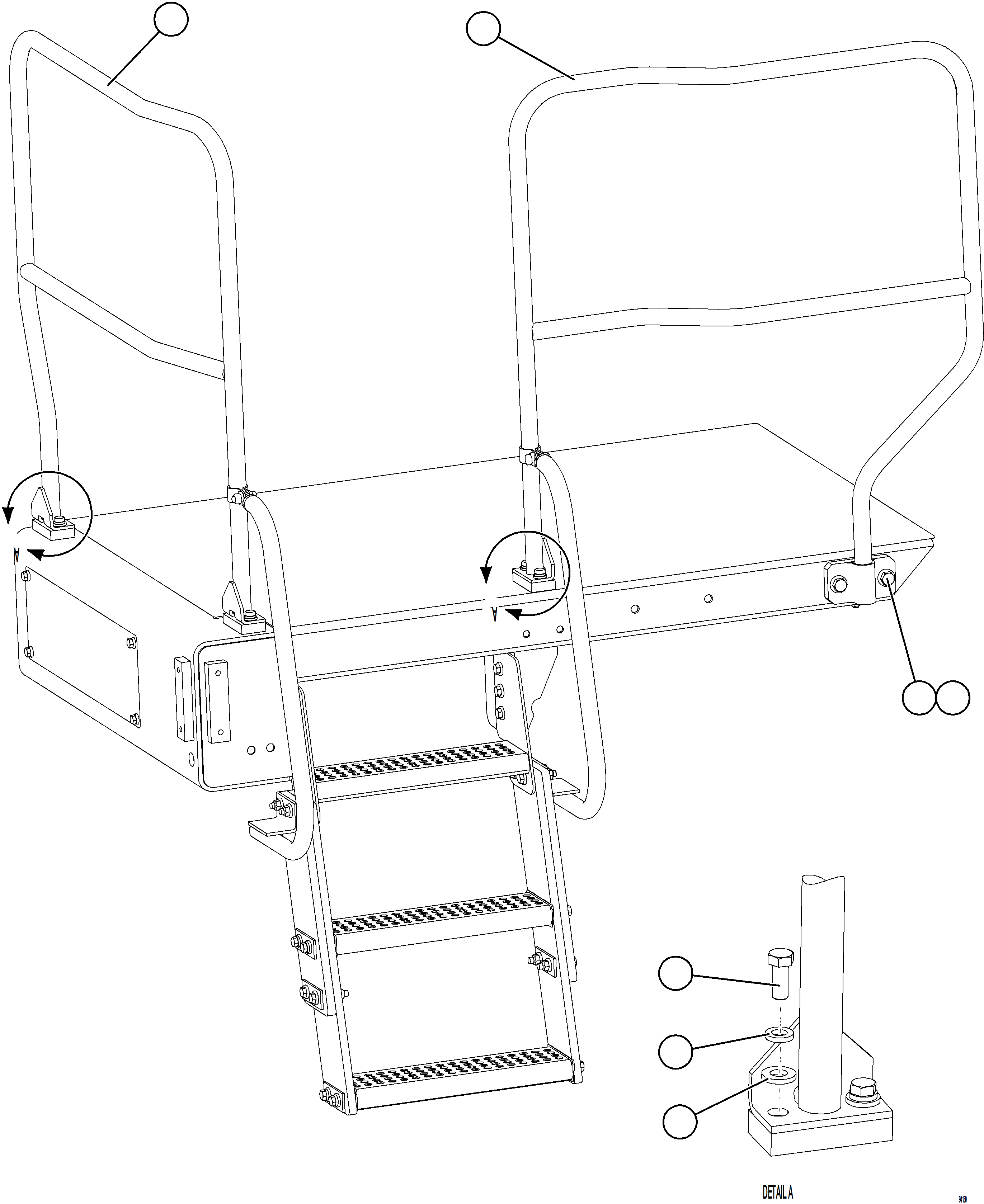 Komatsu parts book diagram for AFE78-EM 930E-5 S/N A40502 - A40505  KSA: LH LOWER PLATFORM HANDRAILS