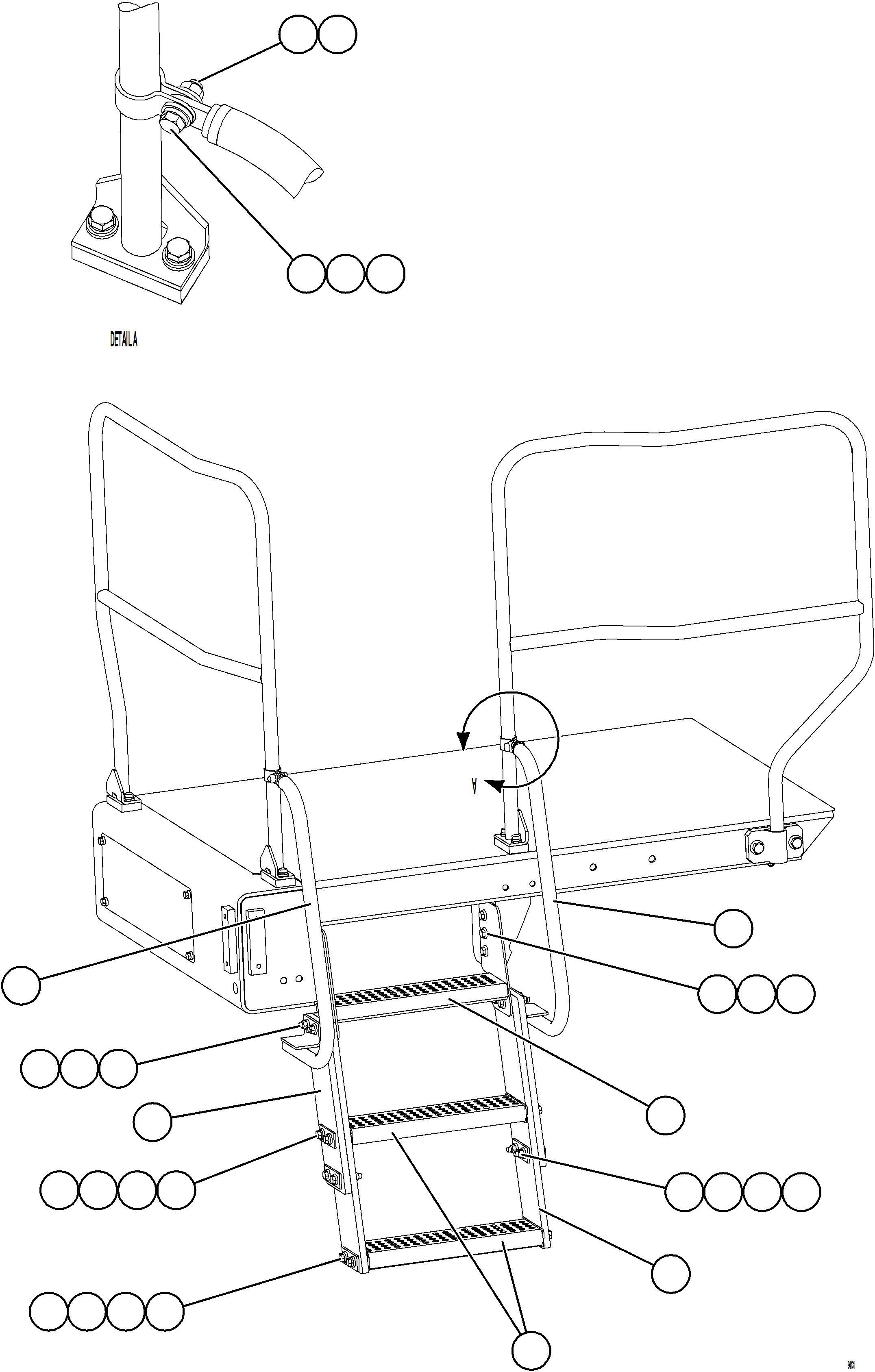 Komatsu parts book diagram for AFE78-EM 930E-5 S/N A40502 - A40505  KSA: LH LOWER PLATFORM STEPS & HANDRAILS
