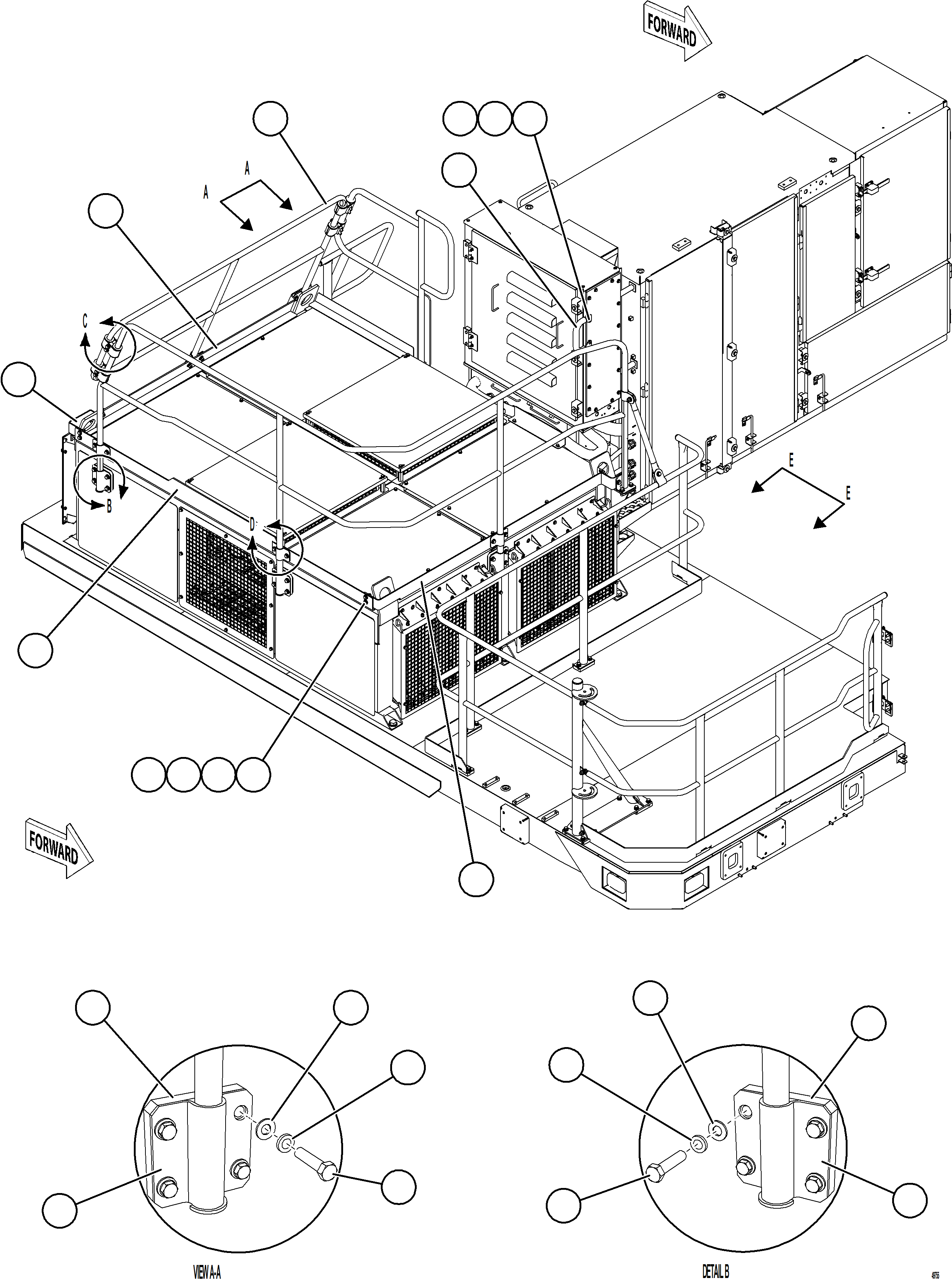 Komatsu parts book diagram for AFE78-EM 930E-5 S/N A40502 - A40505  KSA: RETARDING GRID HANDRAILS    1/2